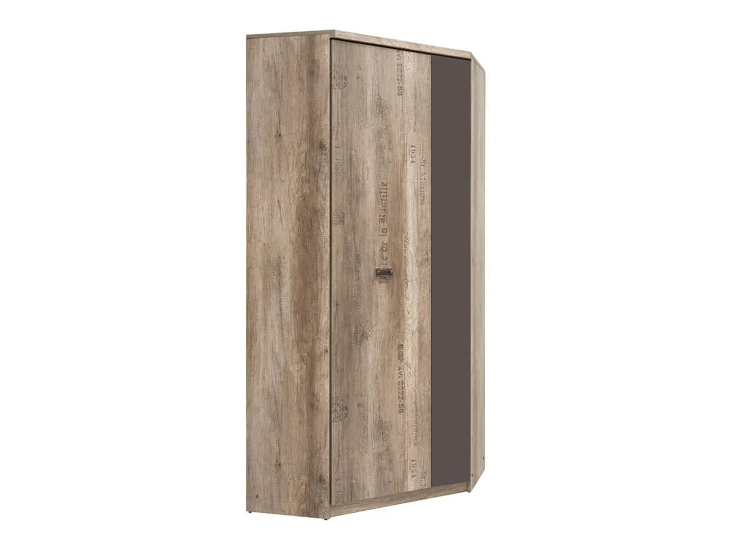 Dulap de colt MALCOLM, stejar, PAL, cu 2 usi, 96x96x206 cm