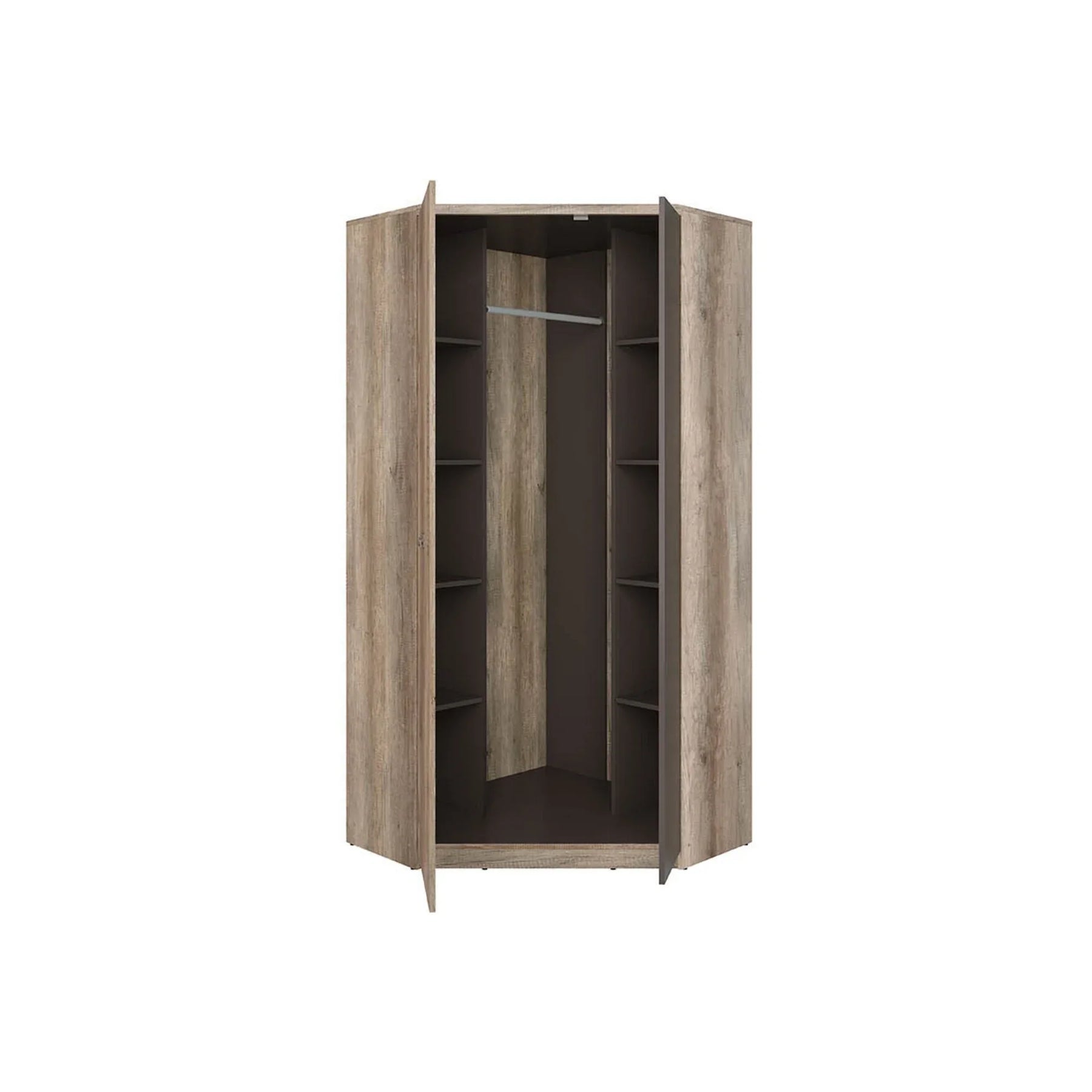 Dulap de colt MALCOLM, stejar, PAL, cu 2 usi, 96x96x206 cm