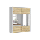 Dressing FLEX, alb/stejar, PAL, cu 2 usi, 200x66x240 cm