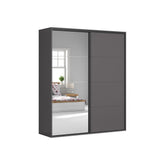 Dressing FLEX, gri grafit, PAL, cu 2 usi si oglinda, 200x66x240 cm