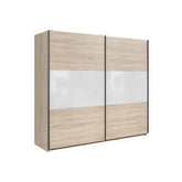 Dressing TETRIX, stejar sonoma/alb lucios, PAL, cu 2 usi, 220x60x196 cm