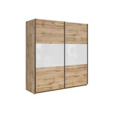 Dressing TETRIX, stejar wotan/alb lucios, PAL, cu 2 usi, 220x60x196 cm