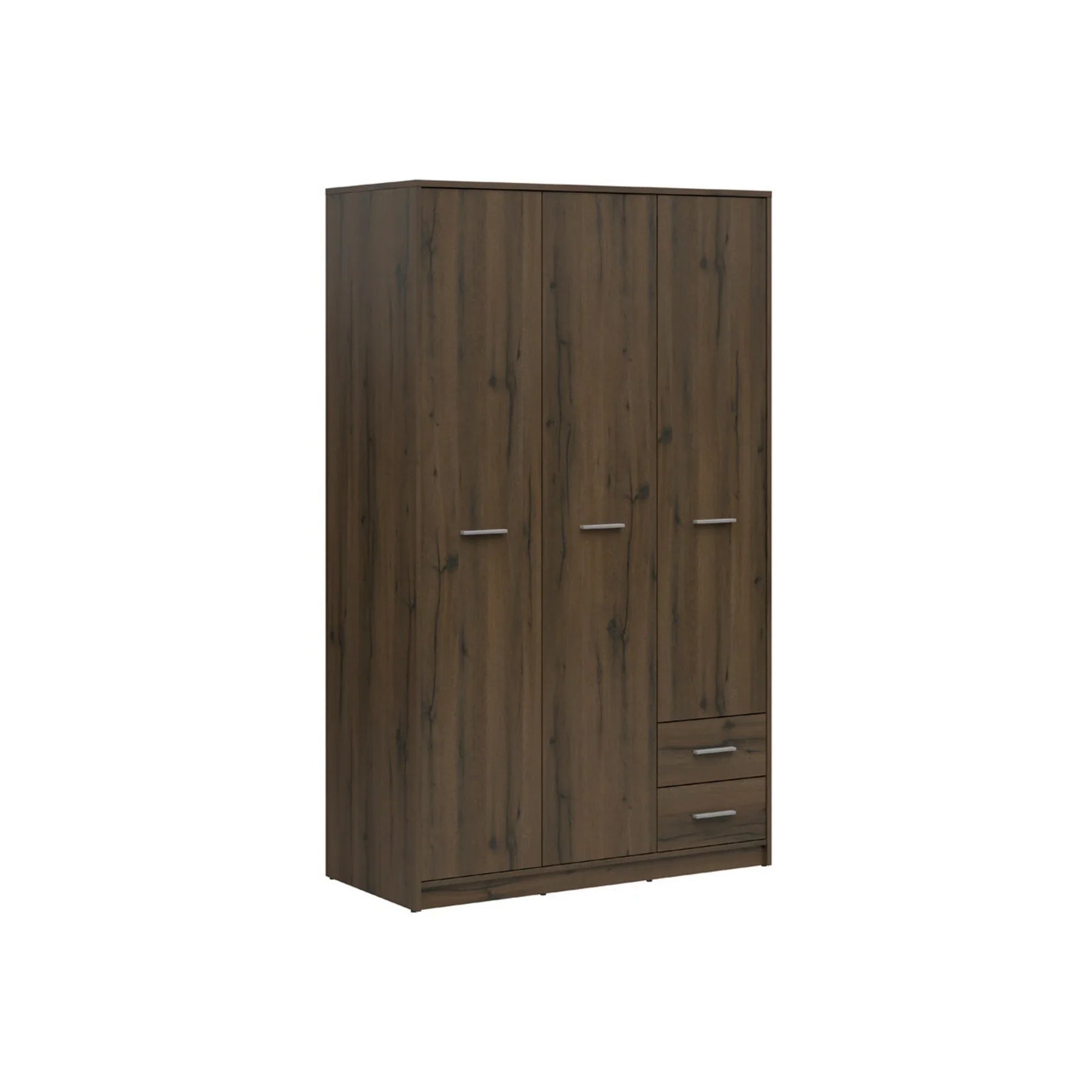 Dulap NEPO PLUS, stejar nobil, PAL laminat, cu 3 usi si 2 sertare, 119x55x197 cm