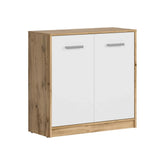 Comoda MATOS, stejar wotan/alb, PAL laminat, 80x34x79 cm