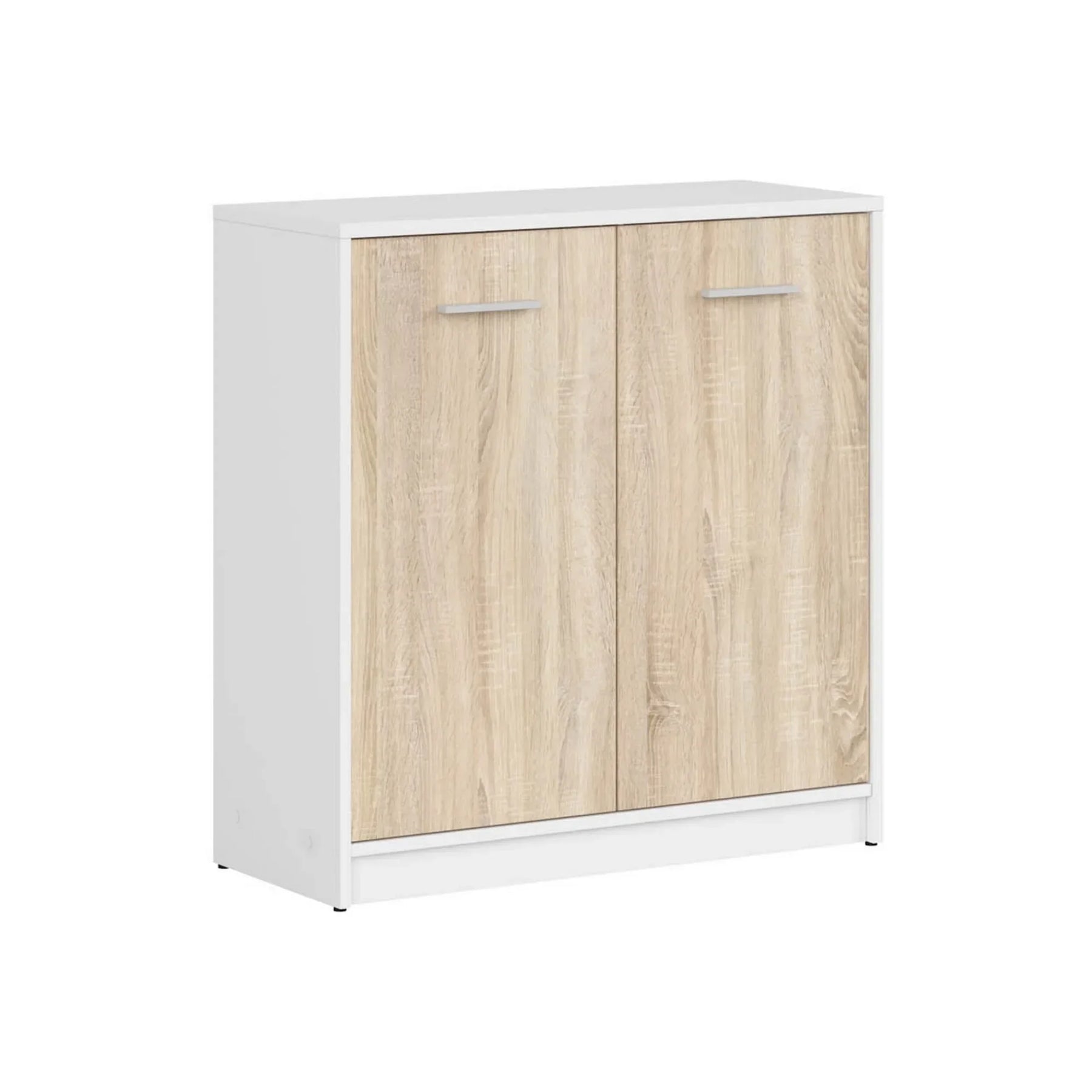 Comoda NEPO PLUS, alb/stejar sonoma, PAL laminat, 80x34x84 cm
