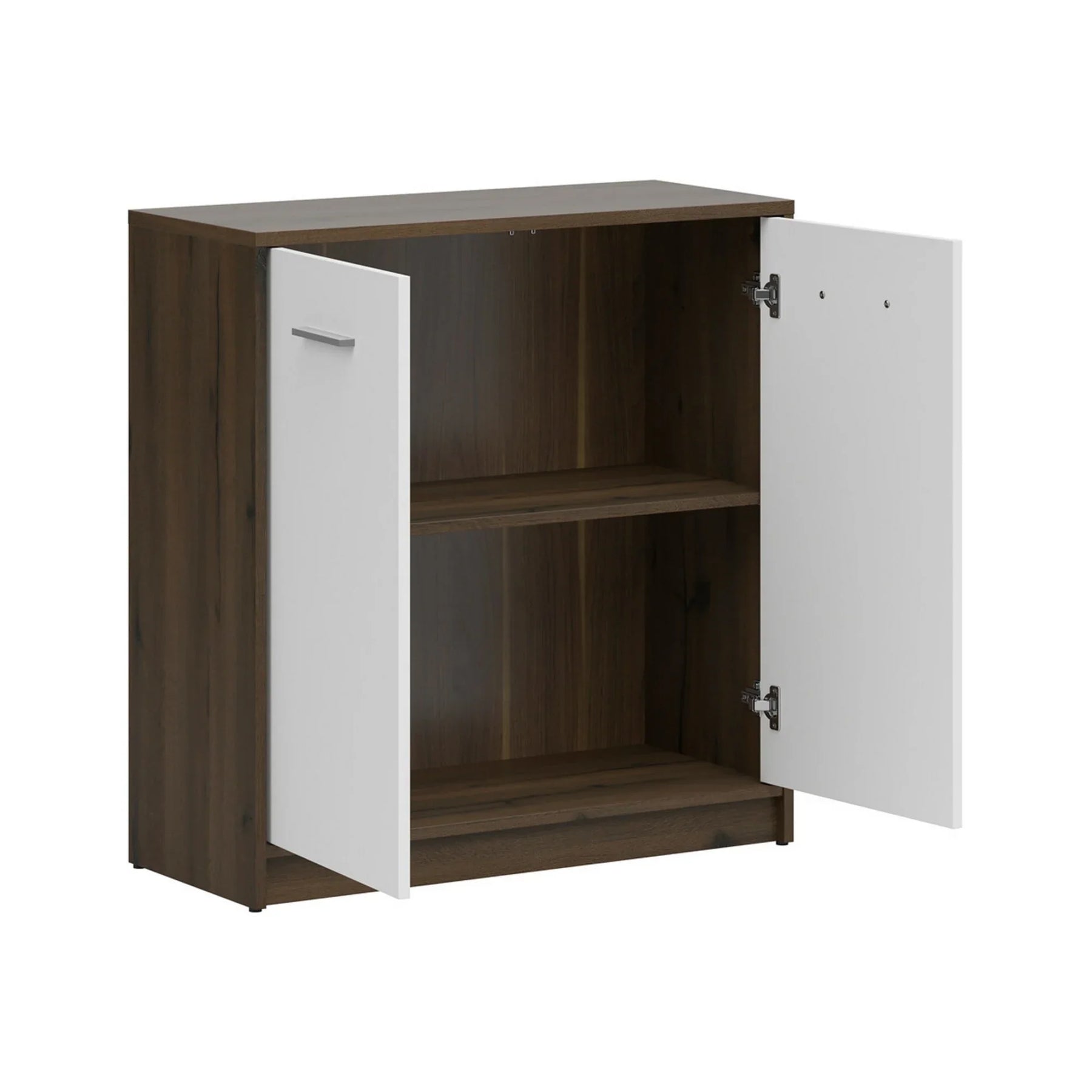 Comoda NEPO PLUS, stejar nobil/alb, PAL laminat, 80x34x84 cm