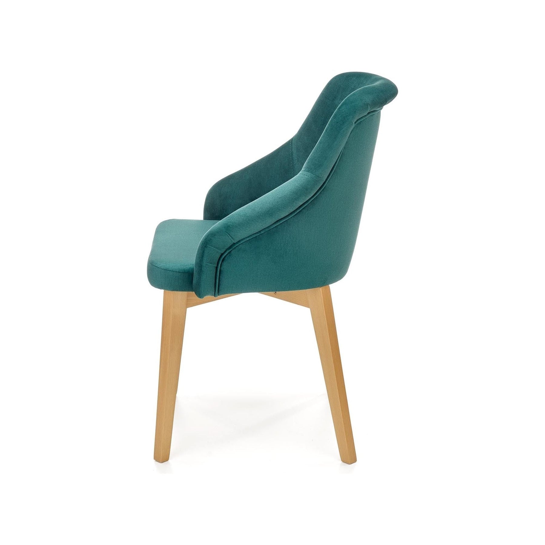 Scaun TOLEDO 2, stofa catifelata verde/lemn de stejar, 55x51x82 cm