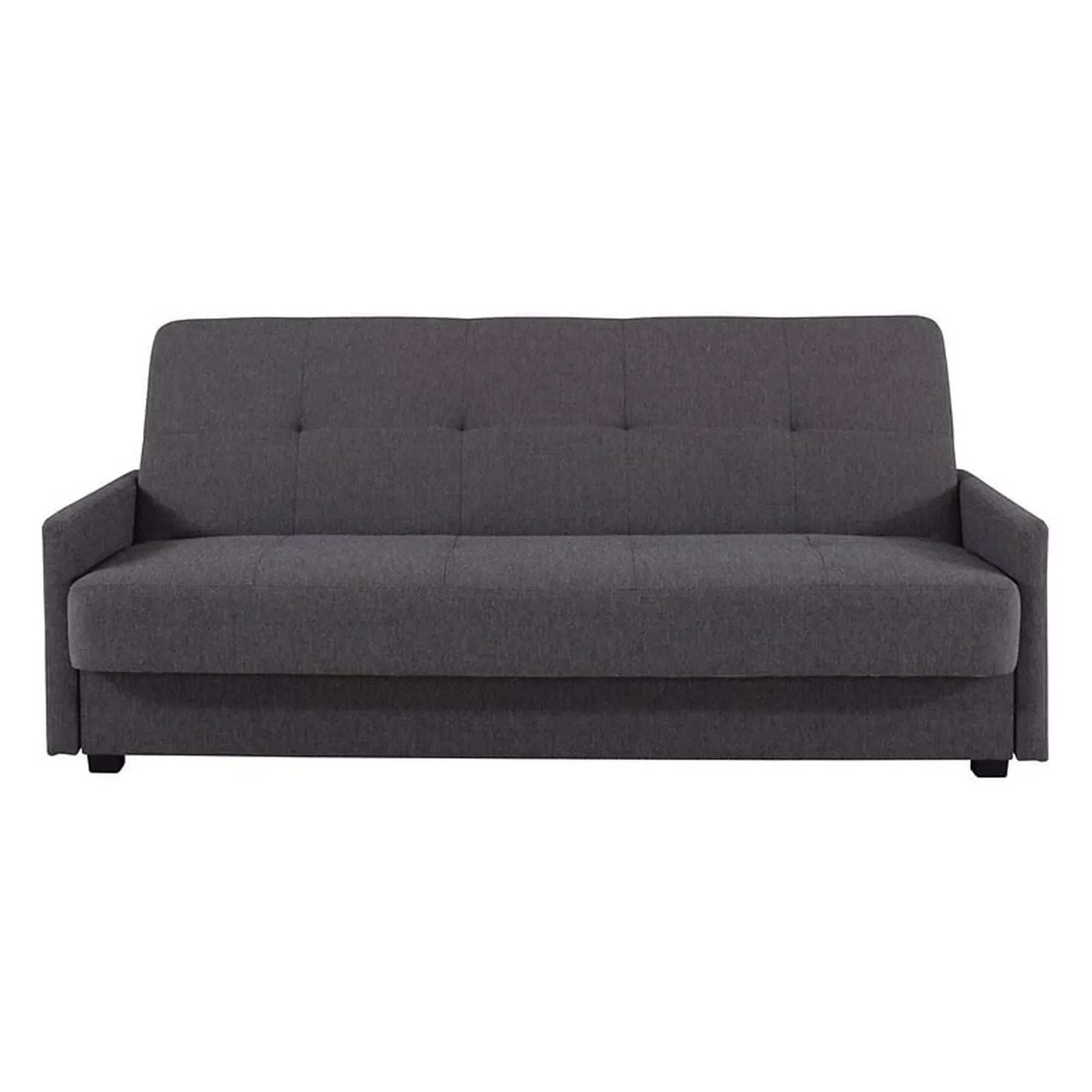 Canapea extensibila MARO, stofa clasica gri inchis - Mossa 99, cu lada depozitare, 207x95x95 cm