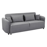 Canapea extensibila AKARO, stofa catifelata gri - Tiffany 18, cu lada depozitare, 227x114x85 cm