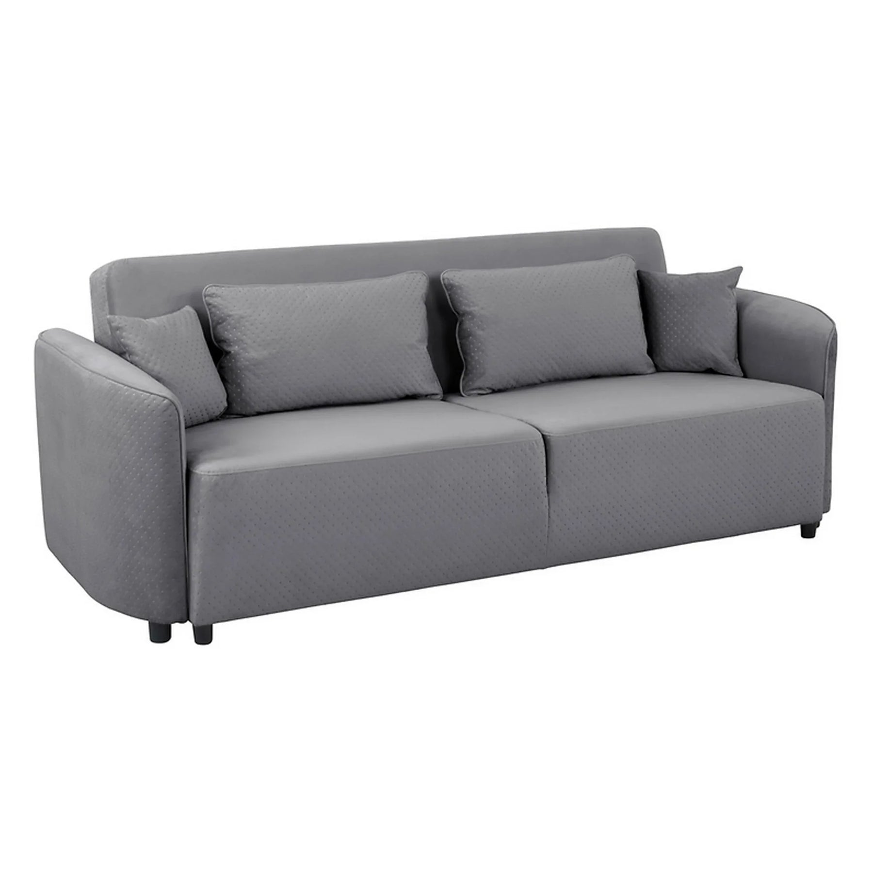 Canapea extensibila AKARO, stofa catifelata gri - Tiffany 18, cu lada depozitare, 227x114x85 cm