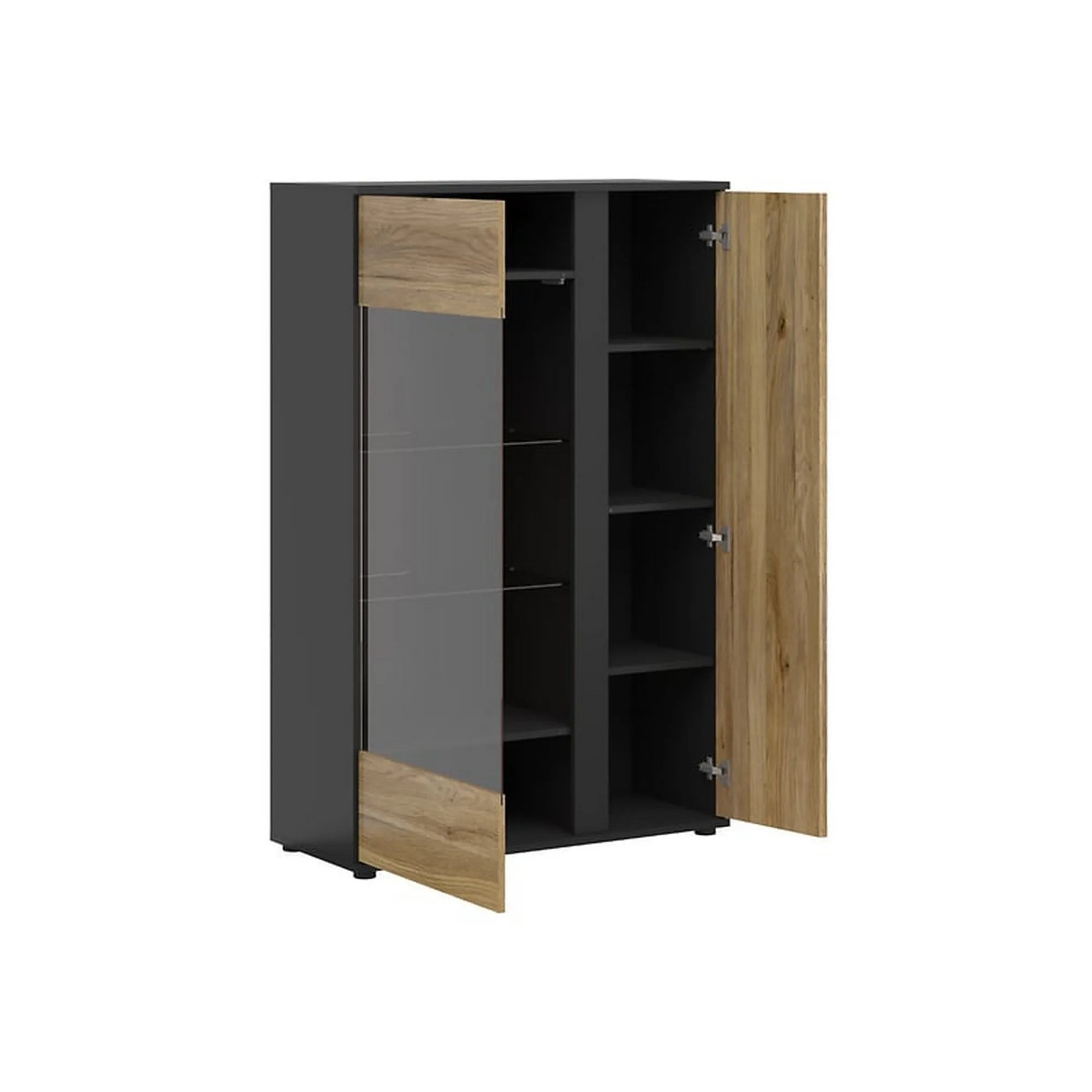 Vitrina BERGEN OCN-28420, stejar/negru