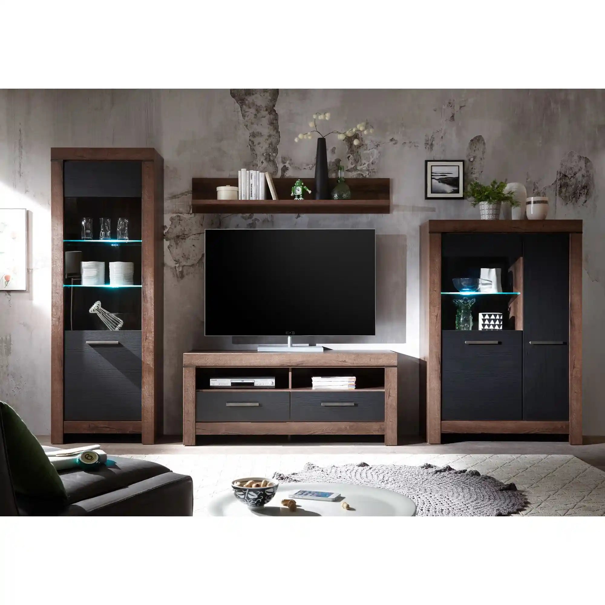 Vitrina BERGEN OCN-28425, stejar/negru