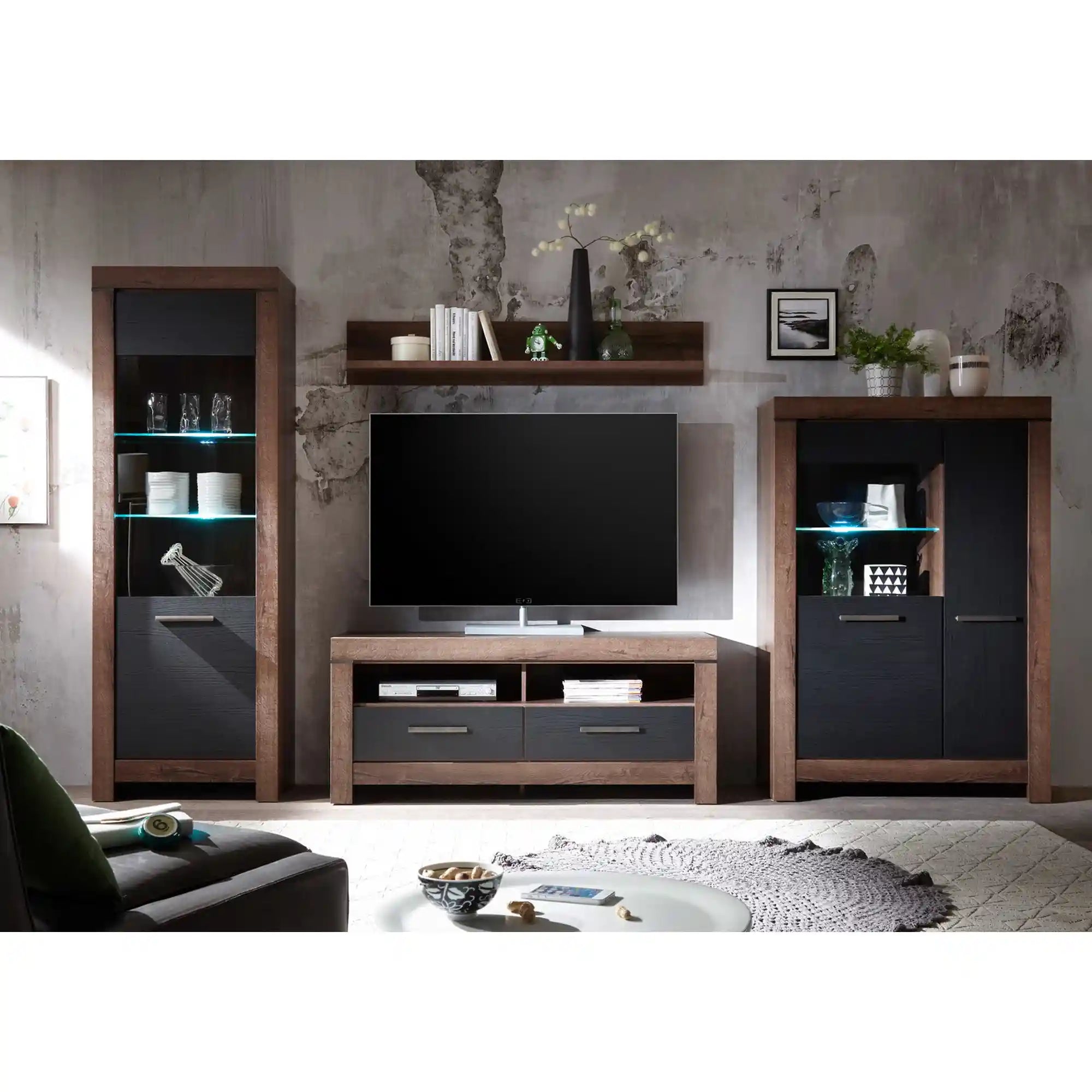 Vitrina BERGEN OCN-28431, stejar/negru