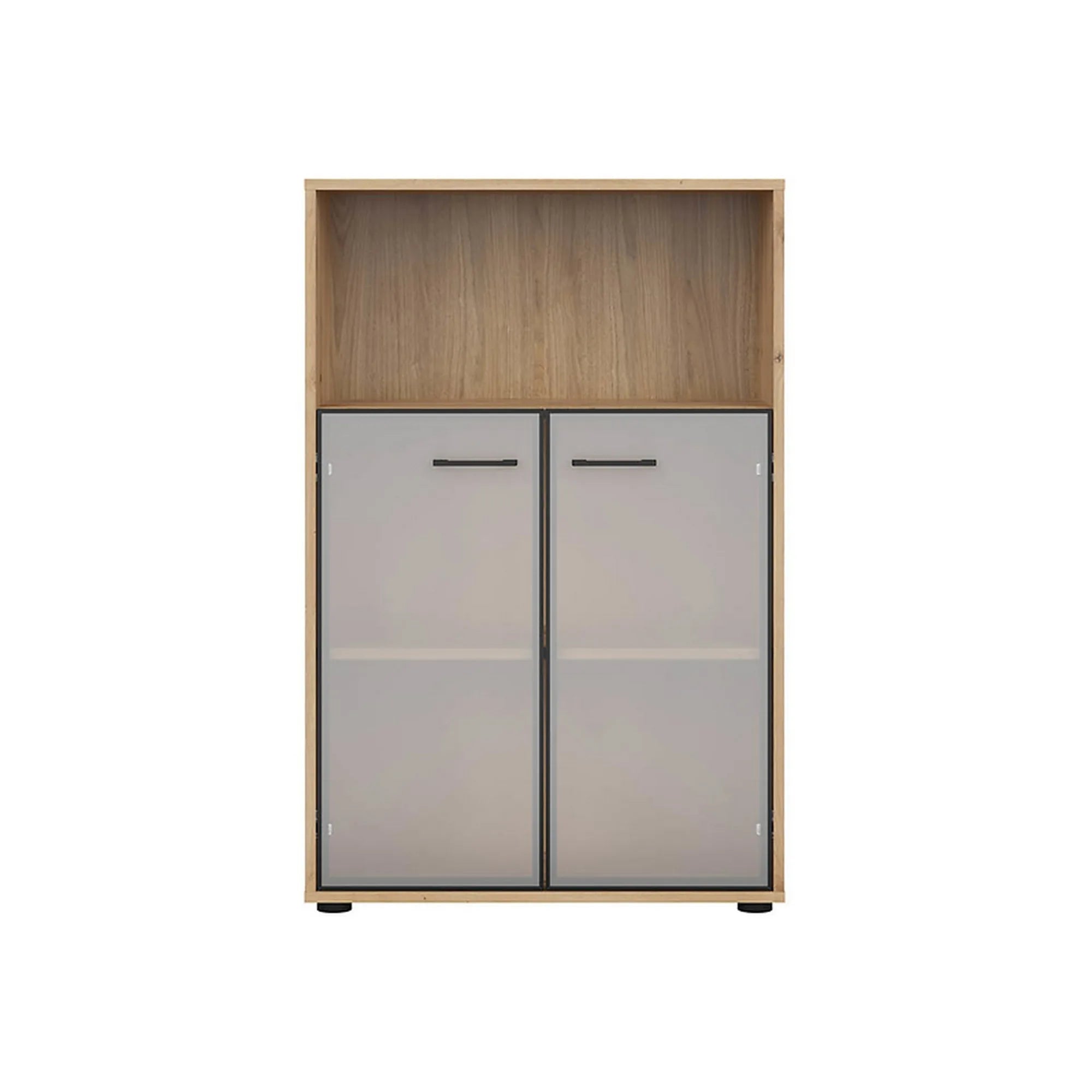 Vitrina BERGEN OCN-28439, stejar artisan/negru fumuriu