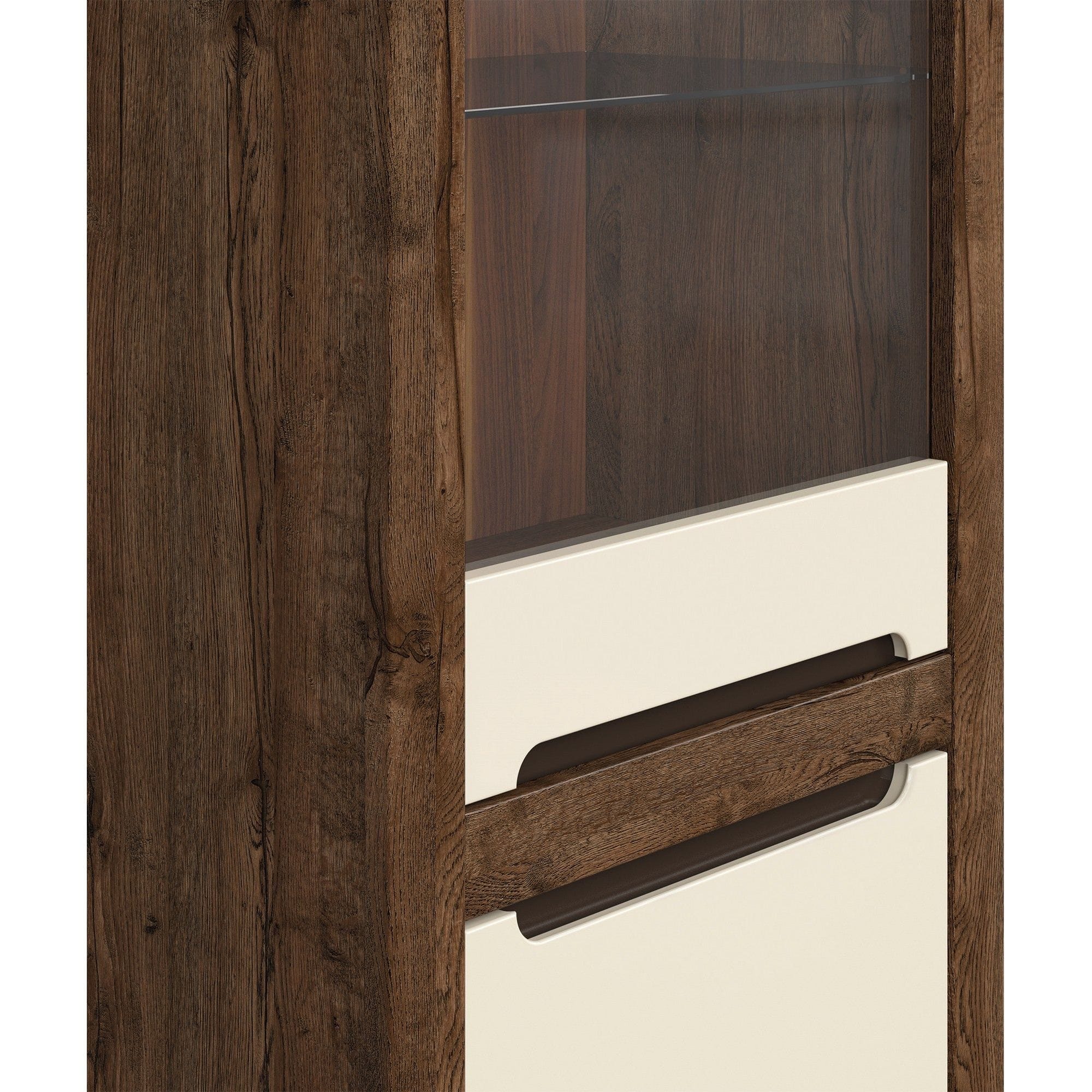 Vitrina BERGEN OCN-28442, stejar april/alb perla