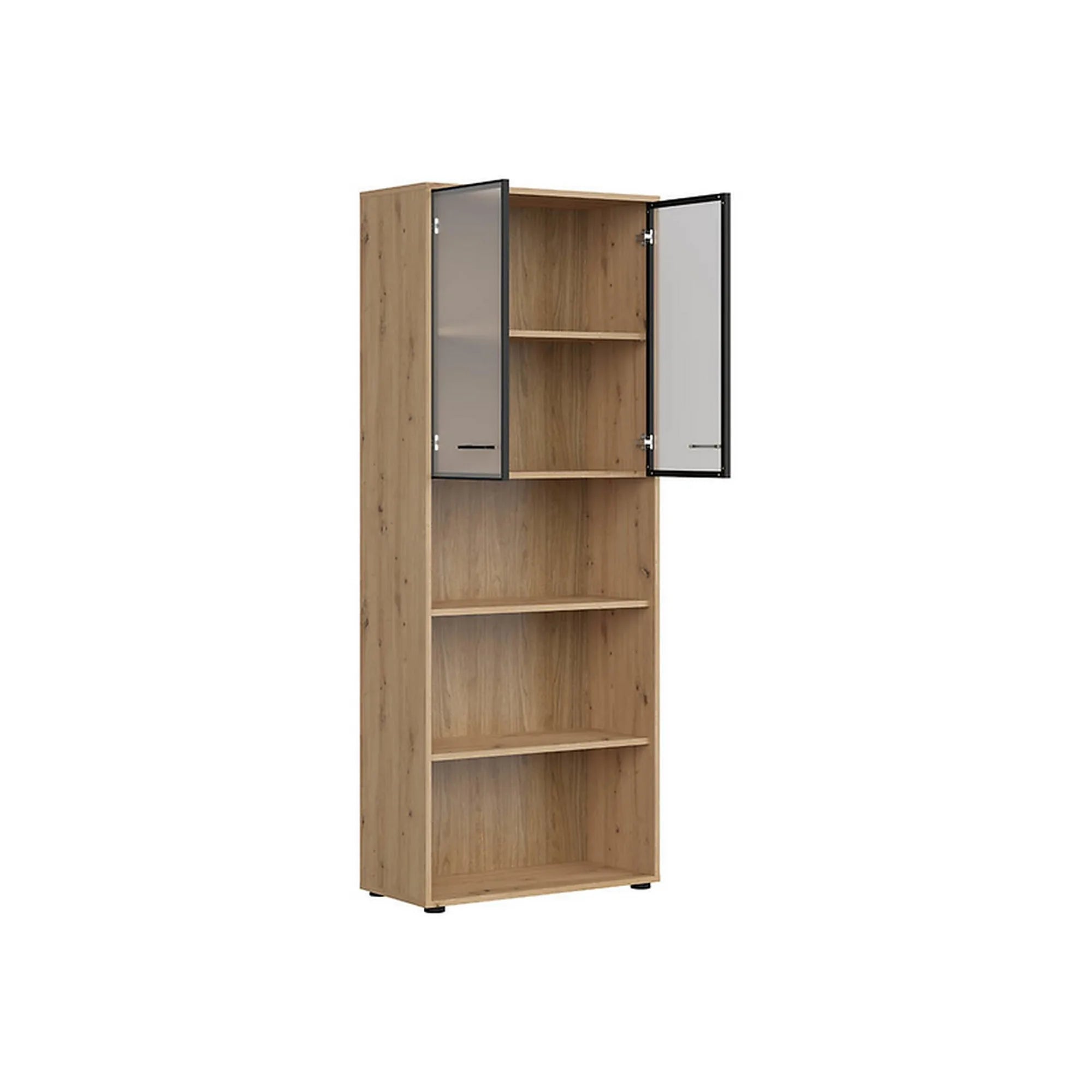 Vitrina BERGEN OCN-28447, stejar artisan/negru fumuriu