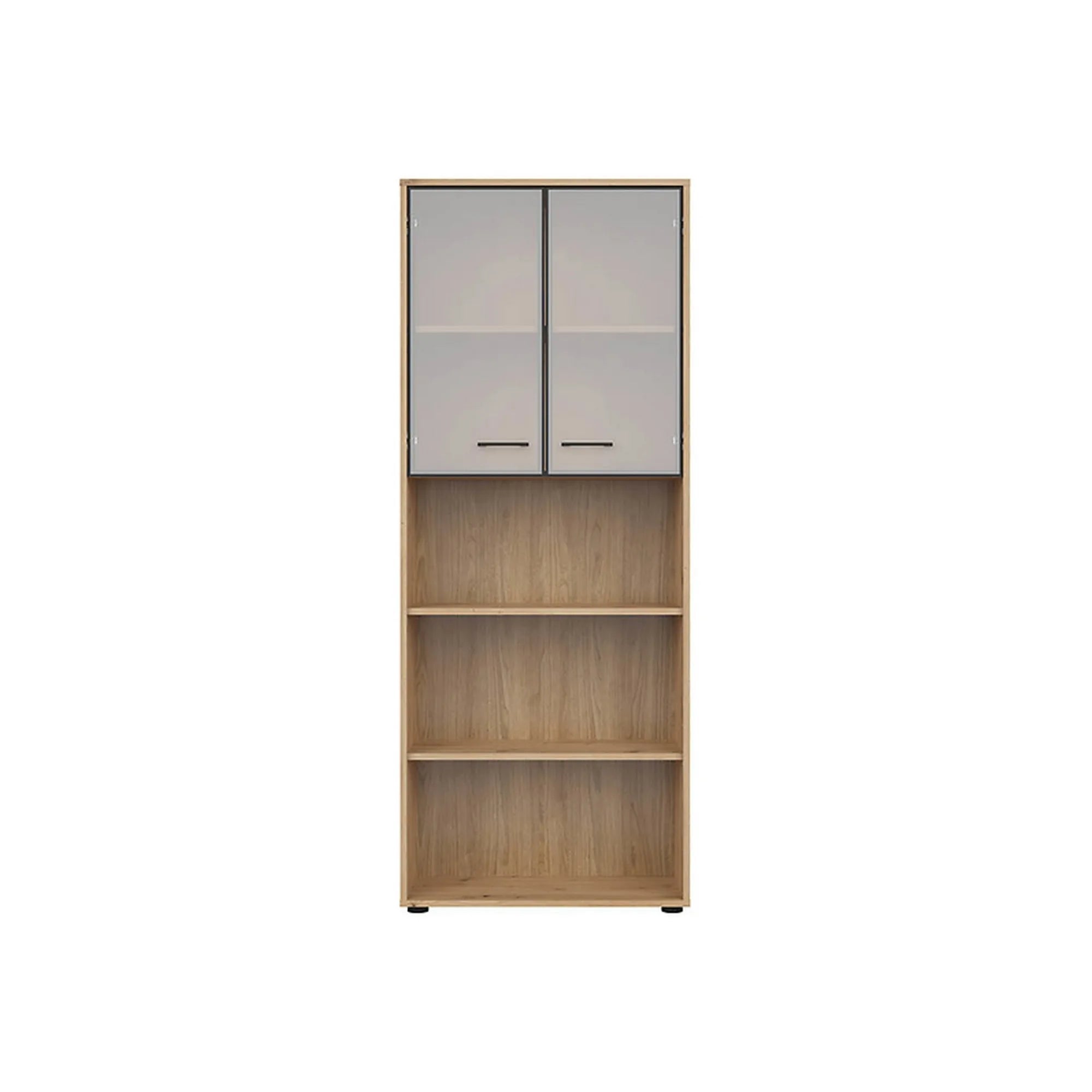 Vitrina BERGEN OCN-28447, stejar artisan/negru fumuriu