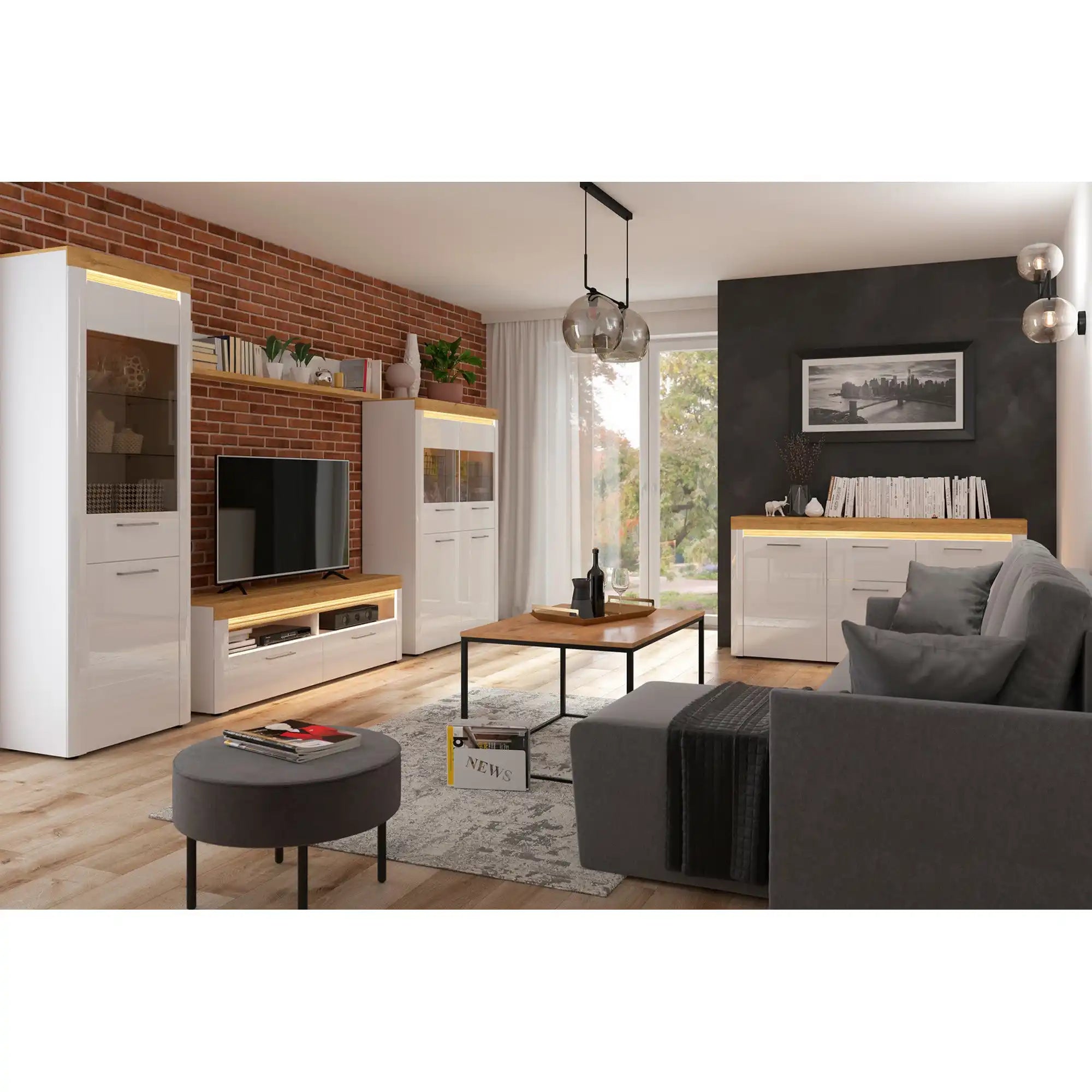 Vitrina BERGEN OCN-28448, alb lucios