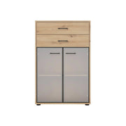 Vitrina BERGEN OCN-28455, stejar artisan/negru fumuriu