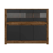 Vitrina BERGEN OCN-28458, stejar/negru mat