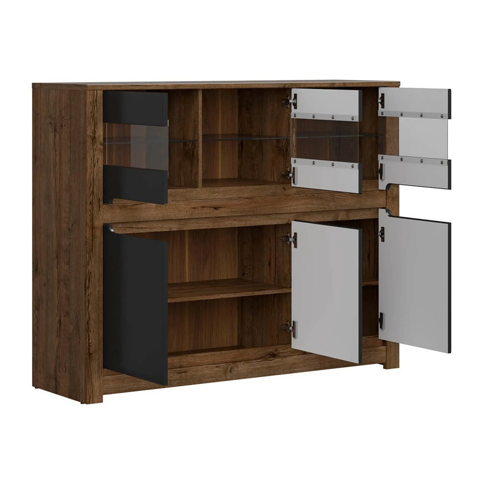 Vitrina BERGEN OCN-28458, stejar/negru mat