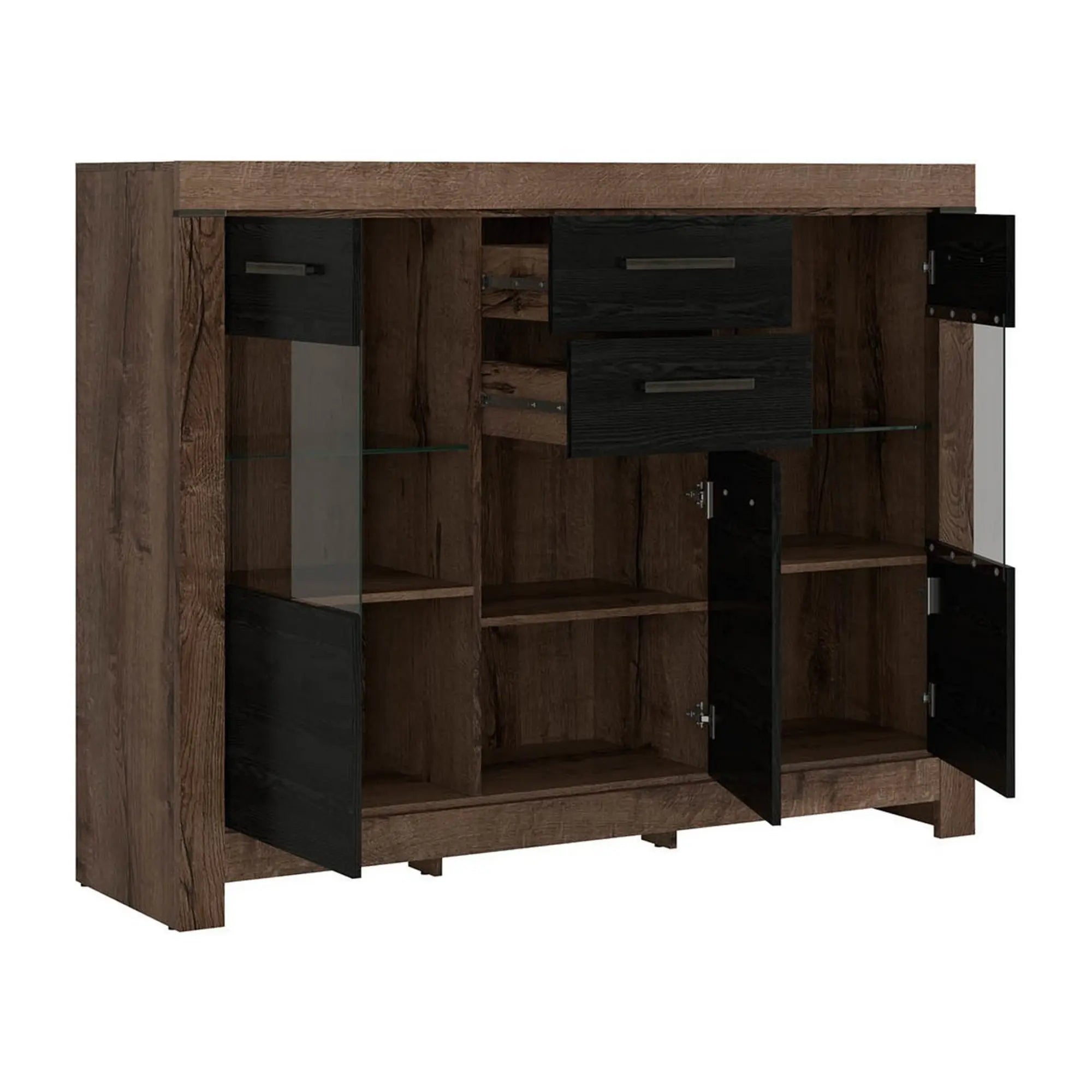 Vitrina BERGEN OCN-28460, stejar/negru