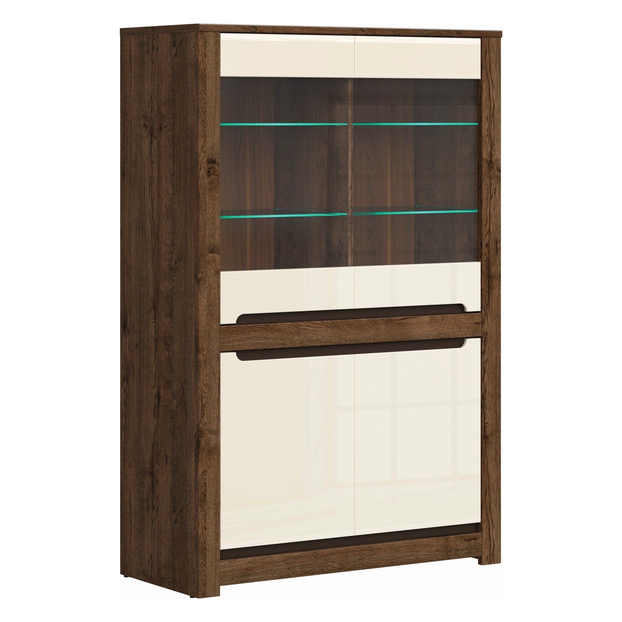 Vitrina BERGEN OCN-28465, bej/stejar inchis