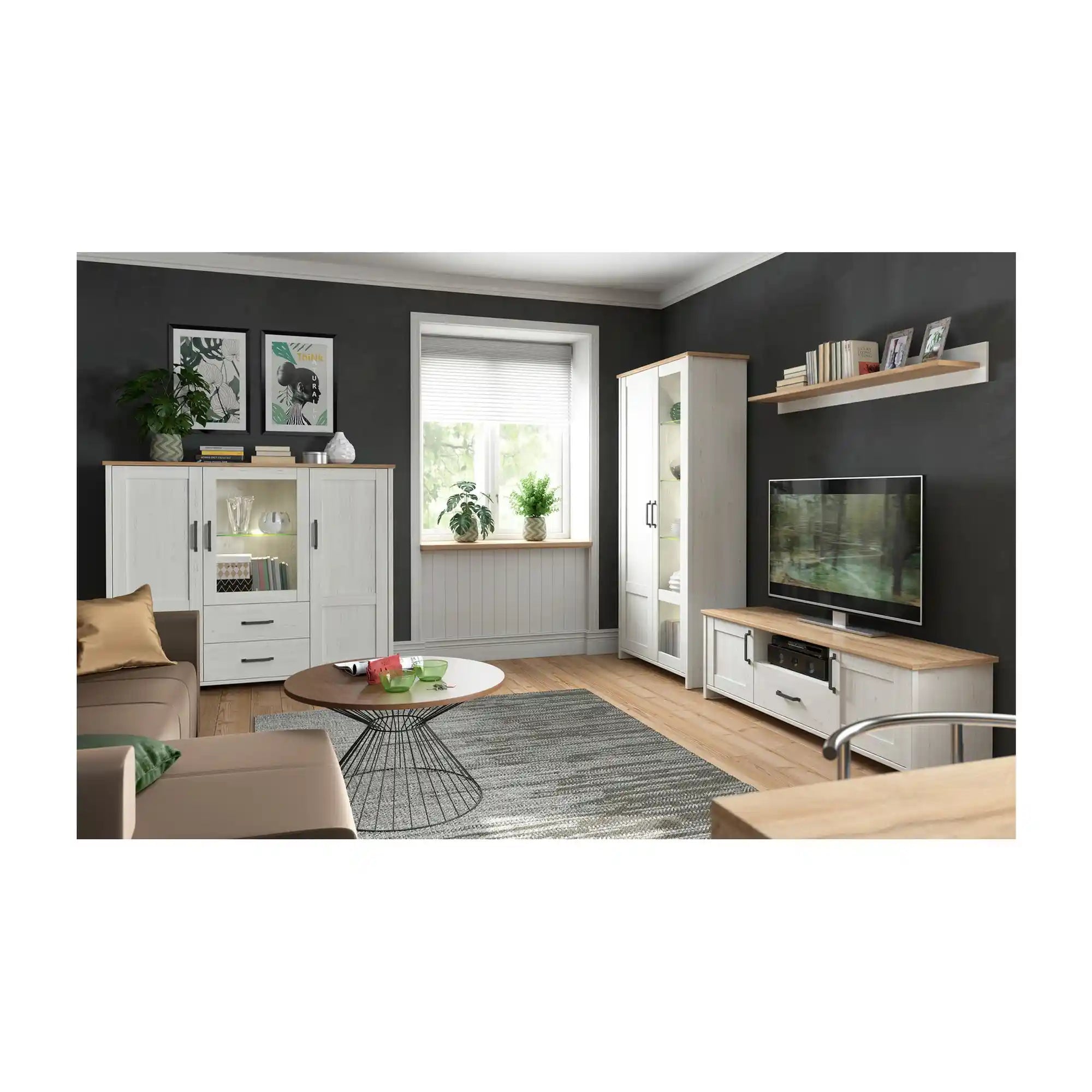 Vitrina BERGEN OCN-28468, alb/stejar