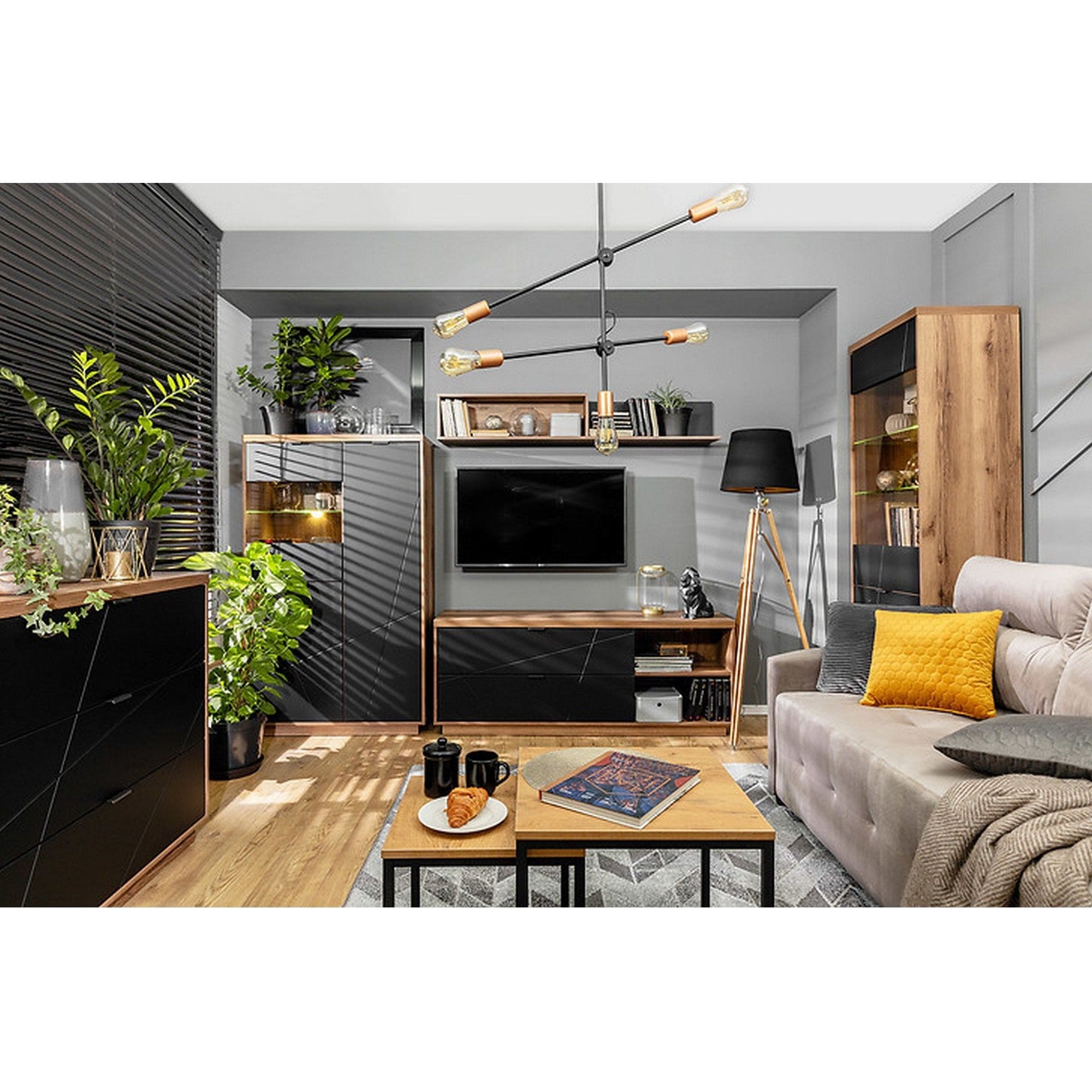 Vitrina BERGEN OCN-28472, nuc/negru mat