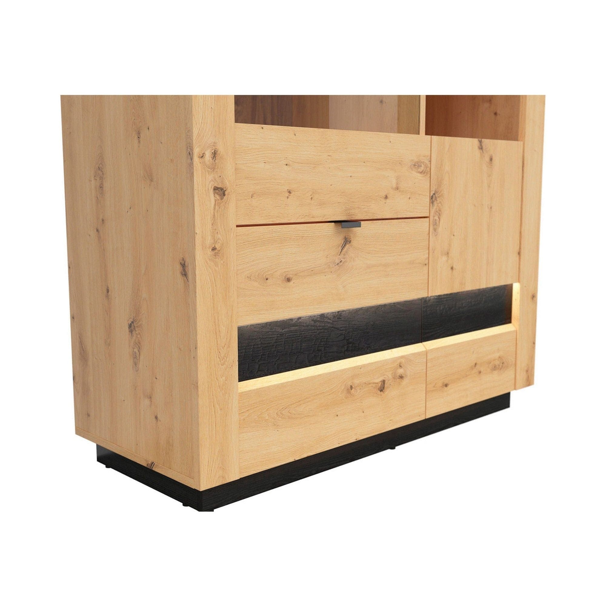 Vitrina BERGEN OCN-28475, stejar artisan/negru