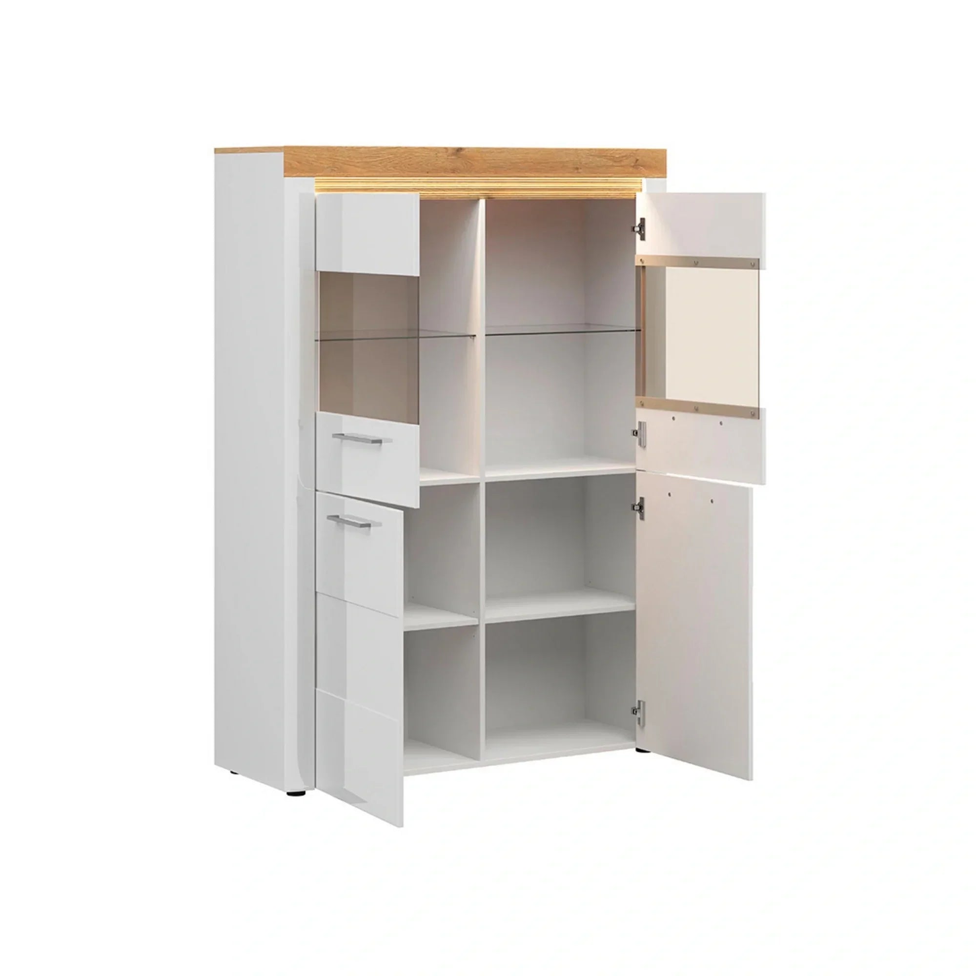 Vitrina BERGEN OCN-28479, alb lucios