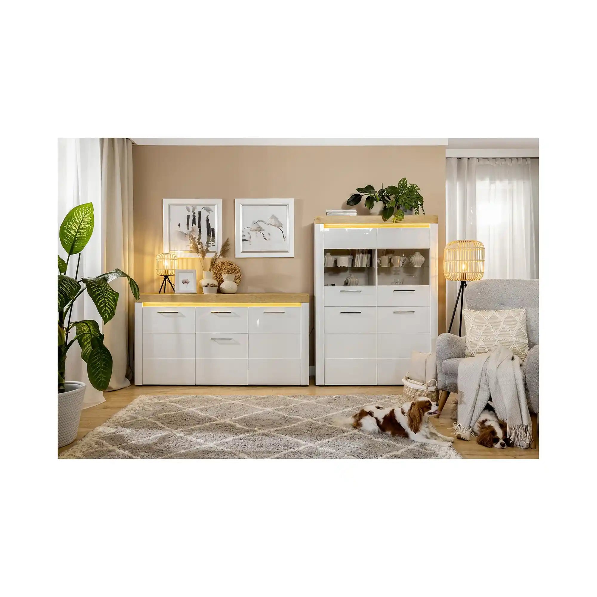 Vitrina BERGEN OCN-28479, alb lucios