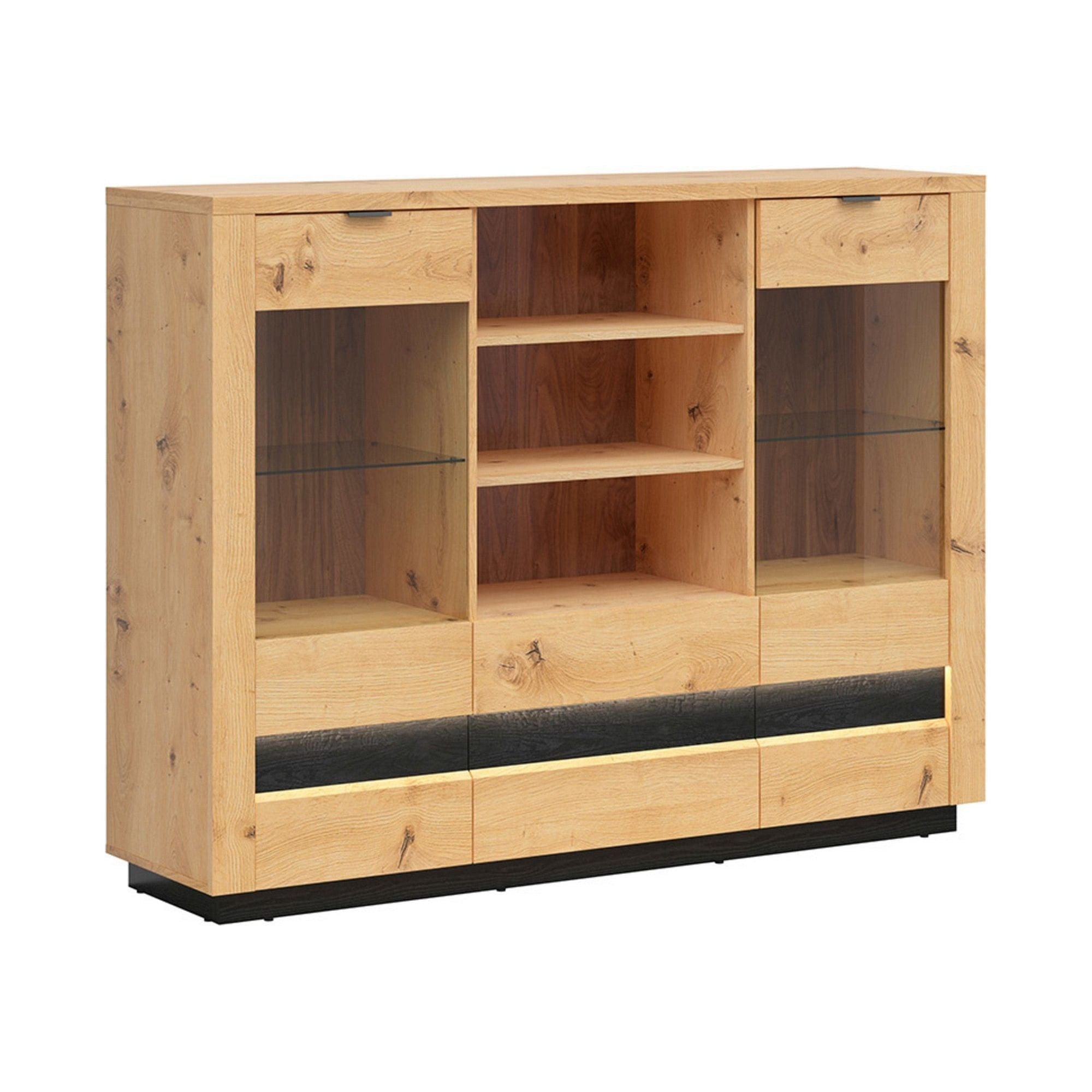 Vitrina BERGEN OCN-28488, stejar artisan/negru