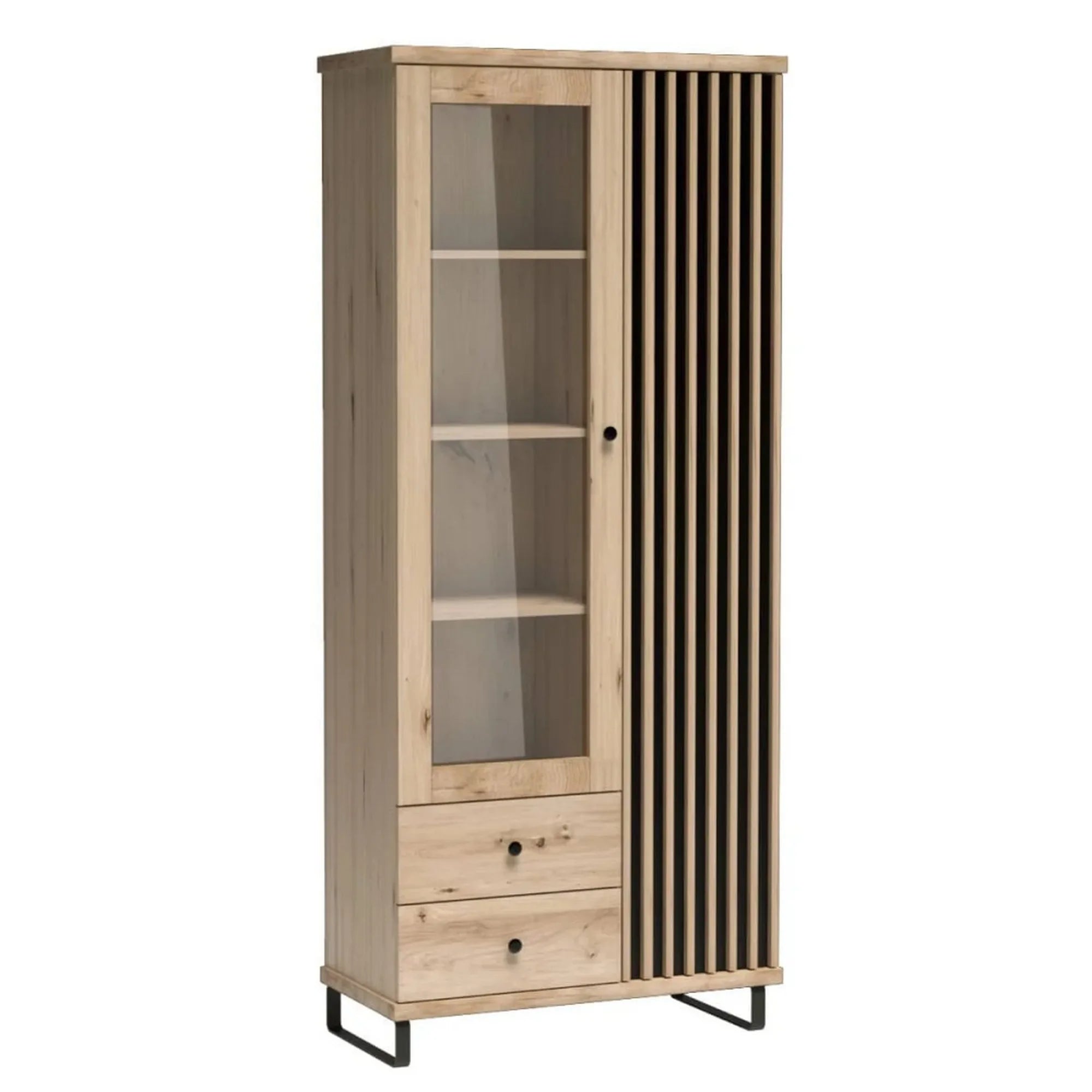 Vitrina HOUSTON OCN-35824, stejar artisan/negru