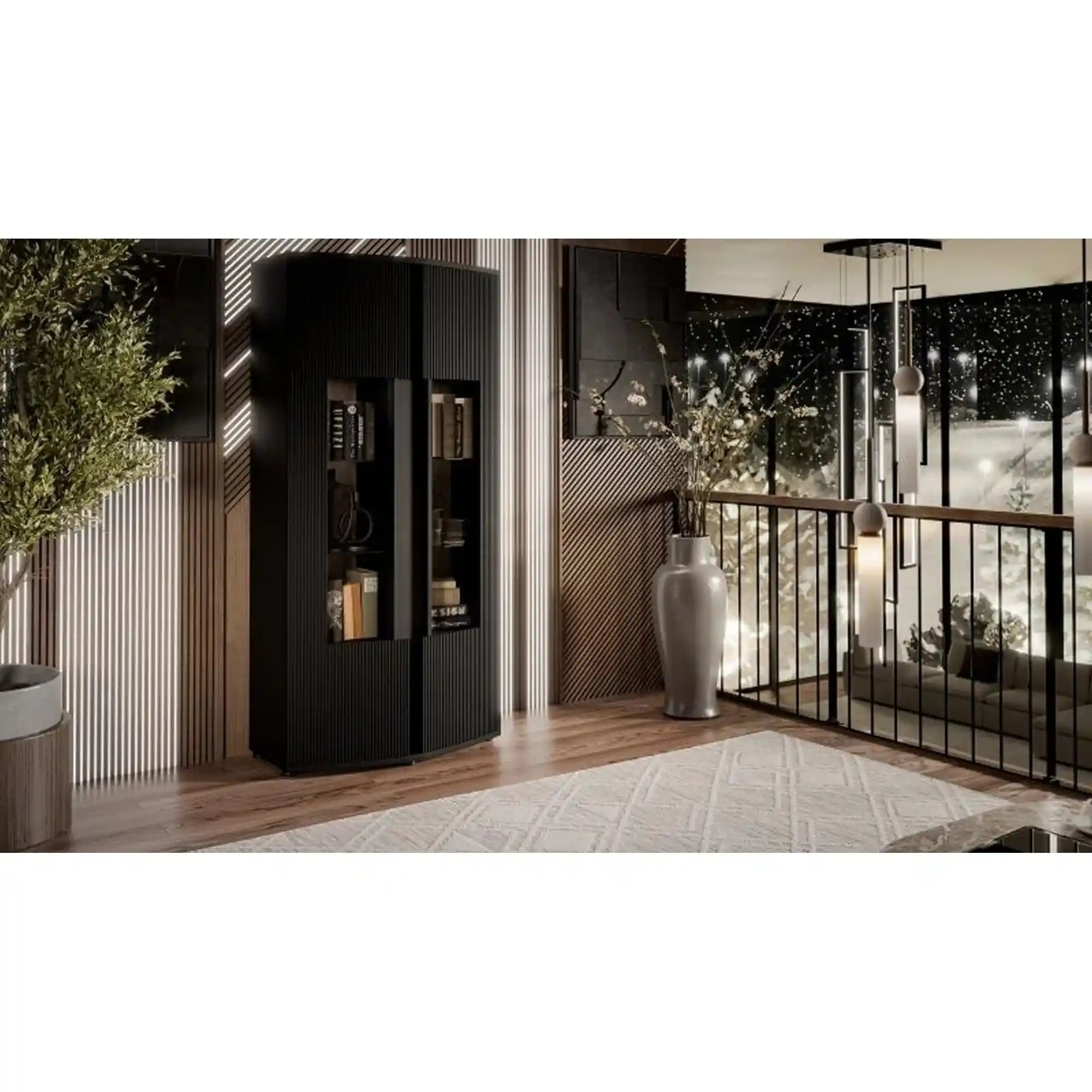 Vitrina HOUSTON OCN-35827, negru/stejar