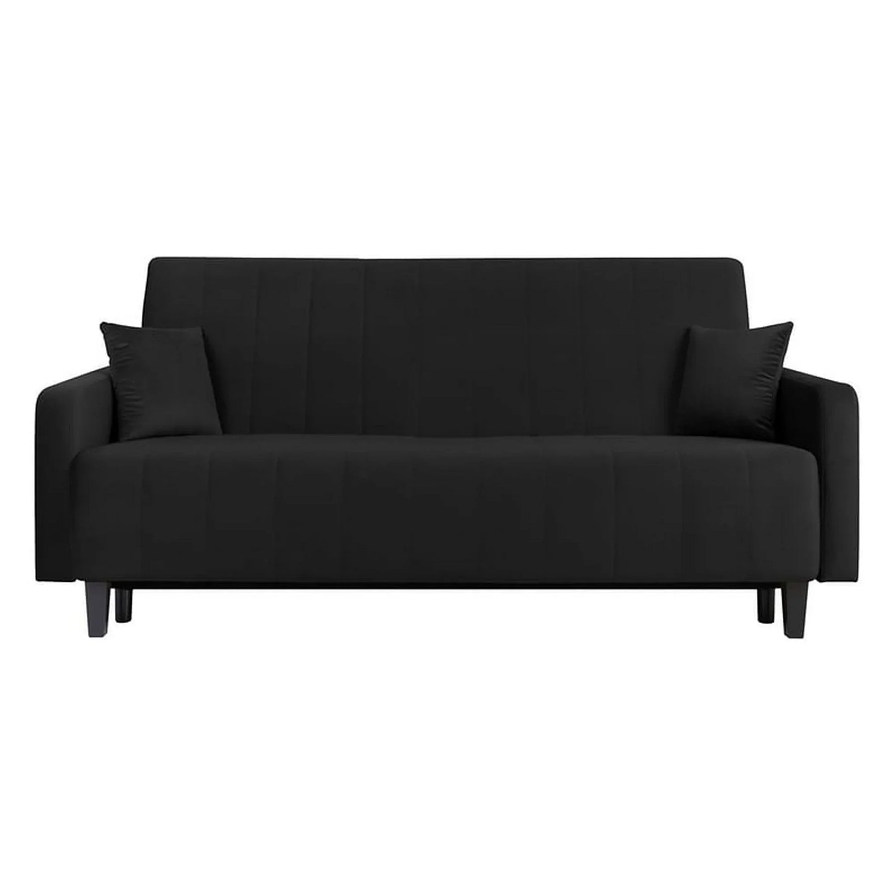 Canapea extensibila MARCIA, stofa catifelata negru - Velluto 19, cu lada depozitare, 215x101x96 cm