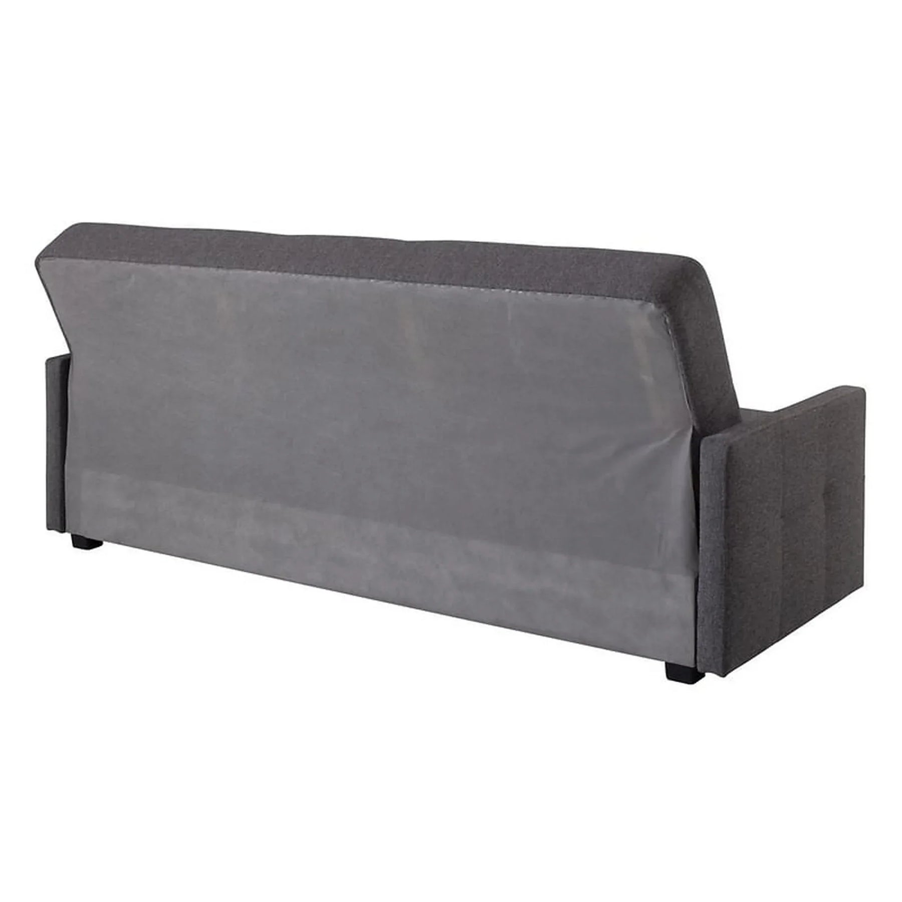 Canapea extensibila MARO, stofa clasica gri inchis - Mossa 99, cu lada depozitare, 207x95x95 cm