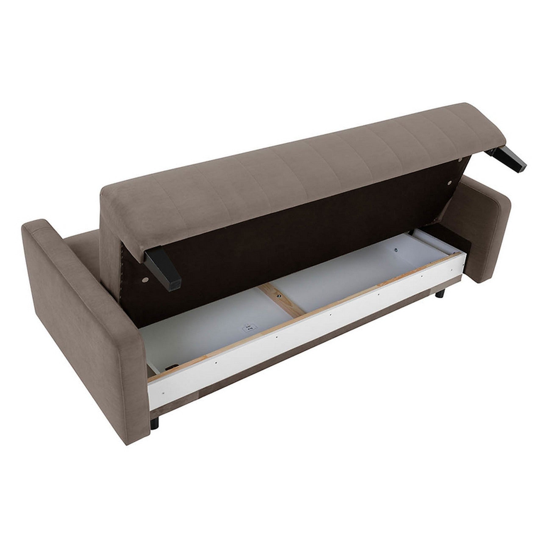 Canapea extensibila MARCIA, stofa catifelata maro - Trinity 05, cu lada depozitare, 215x101x96 cm