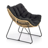 Fotoliu WHISPER, natural/negru, ratan sintetic/metal, 81x90x90 cm