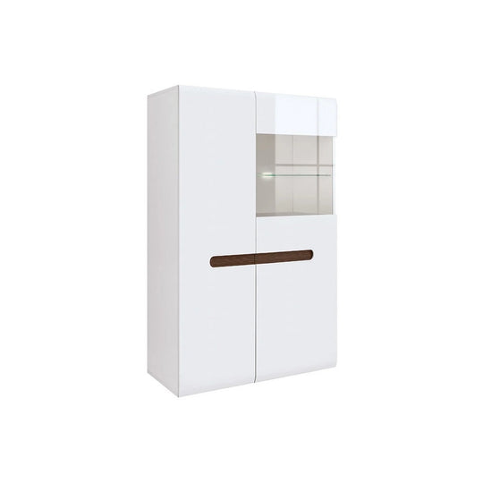 Vitrina AZTECA TRIO, alb, PAL/sticla, cu iluminare LED, 90x41x145 cm