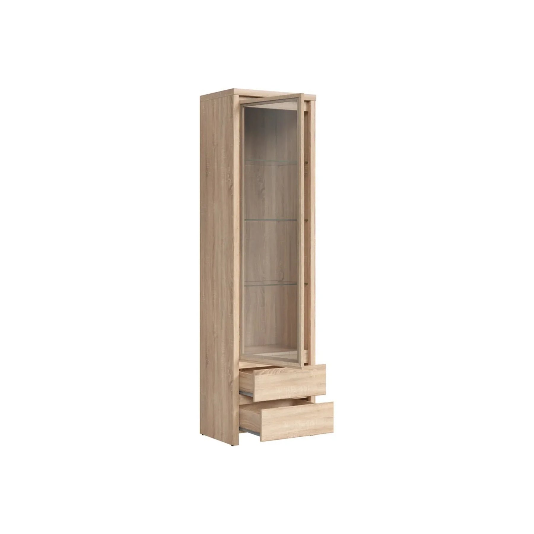 Vitrina KASPIAN, stejar sonoma, PAL/sticla, 56x41x201 cm