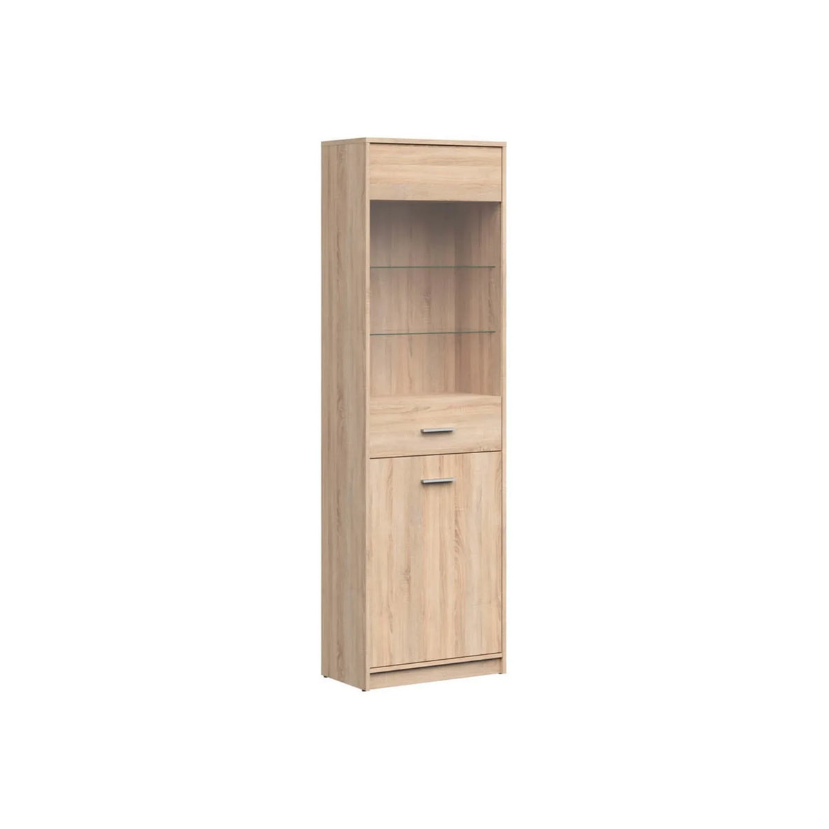Vitrina NEPO PLUS, stejar sonoma, PAL laminat/sticla, 60x34x197 cm