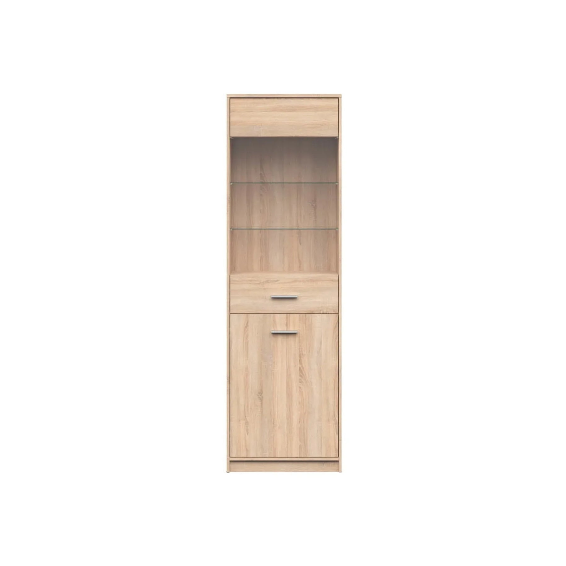 Vitrina NEPO PLUS, stejar sonoma, PAL laminat/sticla, 60x34x197 cm