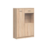 Vitrina NEPO PLUS, stejar sonoma, PAL laminat/sticla securizata, 90x34x132 cm