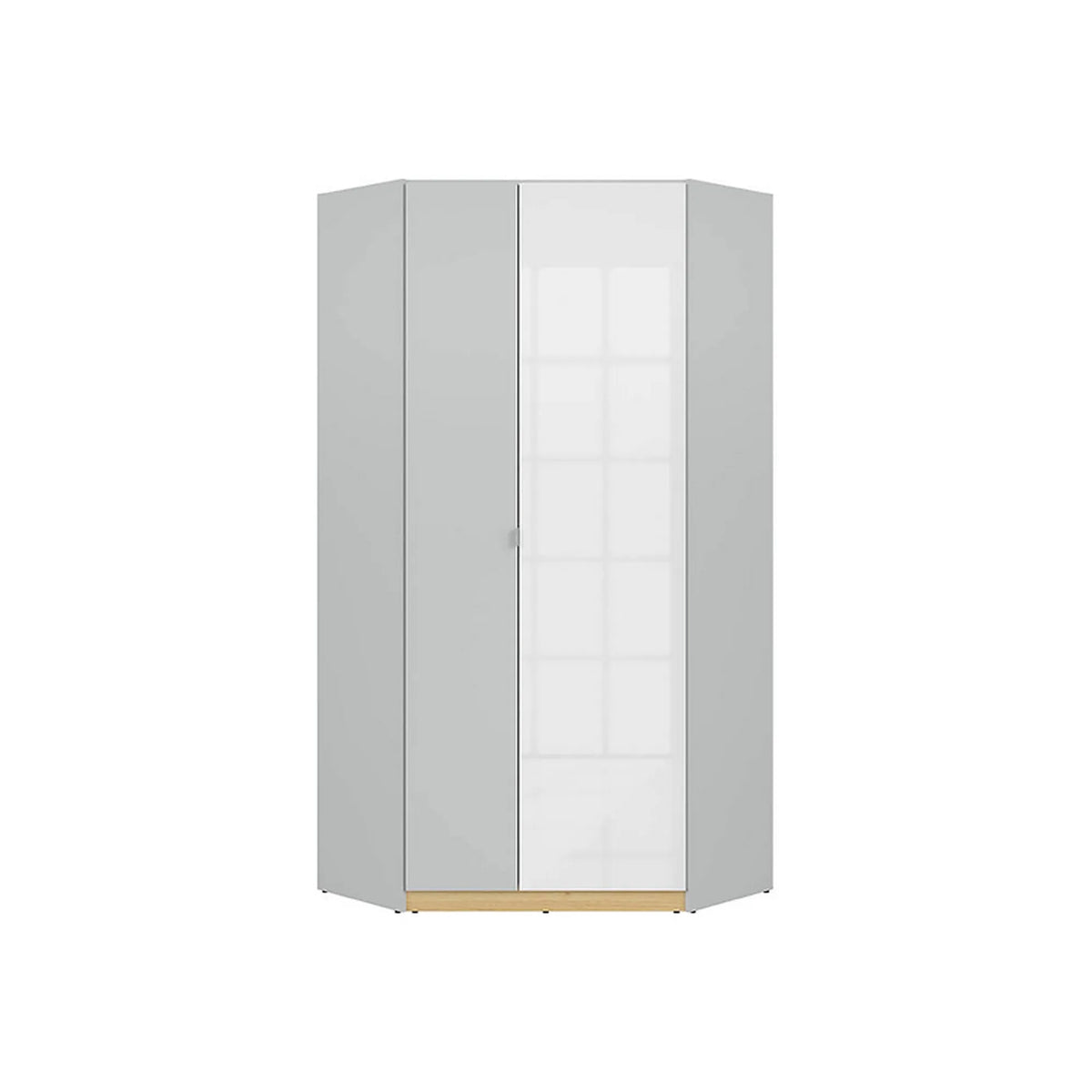 Dulap NANDU, gri deschis/ alb lucios, PAL, cu 2 usi, 93x93x201 cm