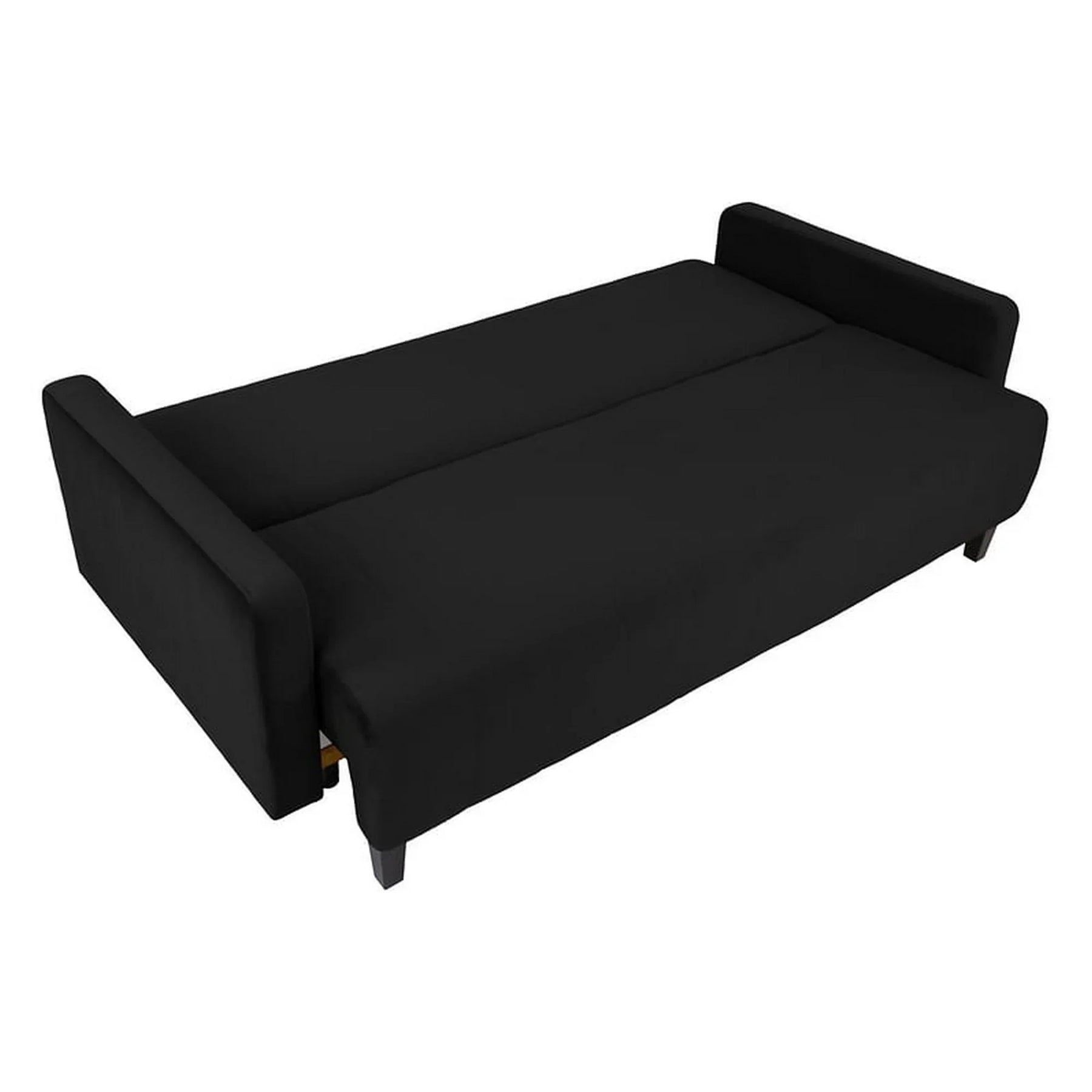 Canapea extensibila MARCIA, stofa catifelata negru - Velluto 19, cu lada depozitare, 215x101x96 cm
