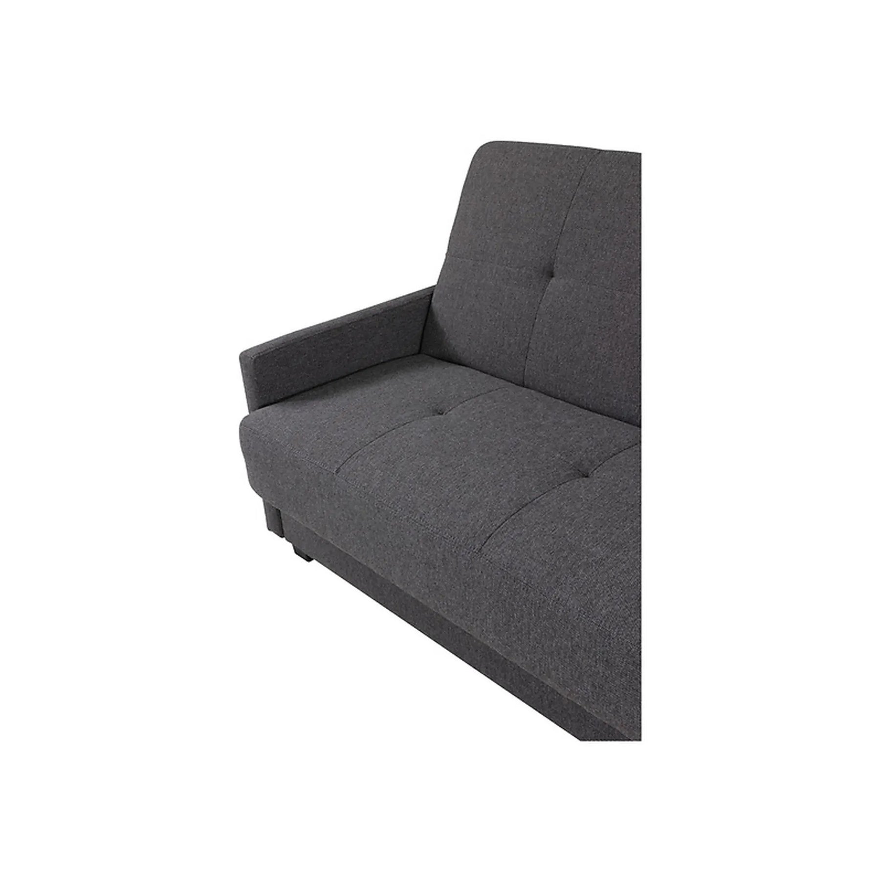 Canapea extensibila MARO, stofa clasica gri inchis - Mossa 99, cu lada depozitare, 207x95x95 cm