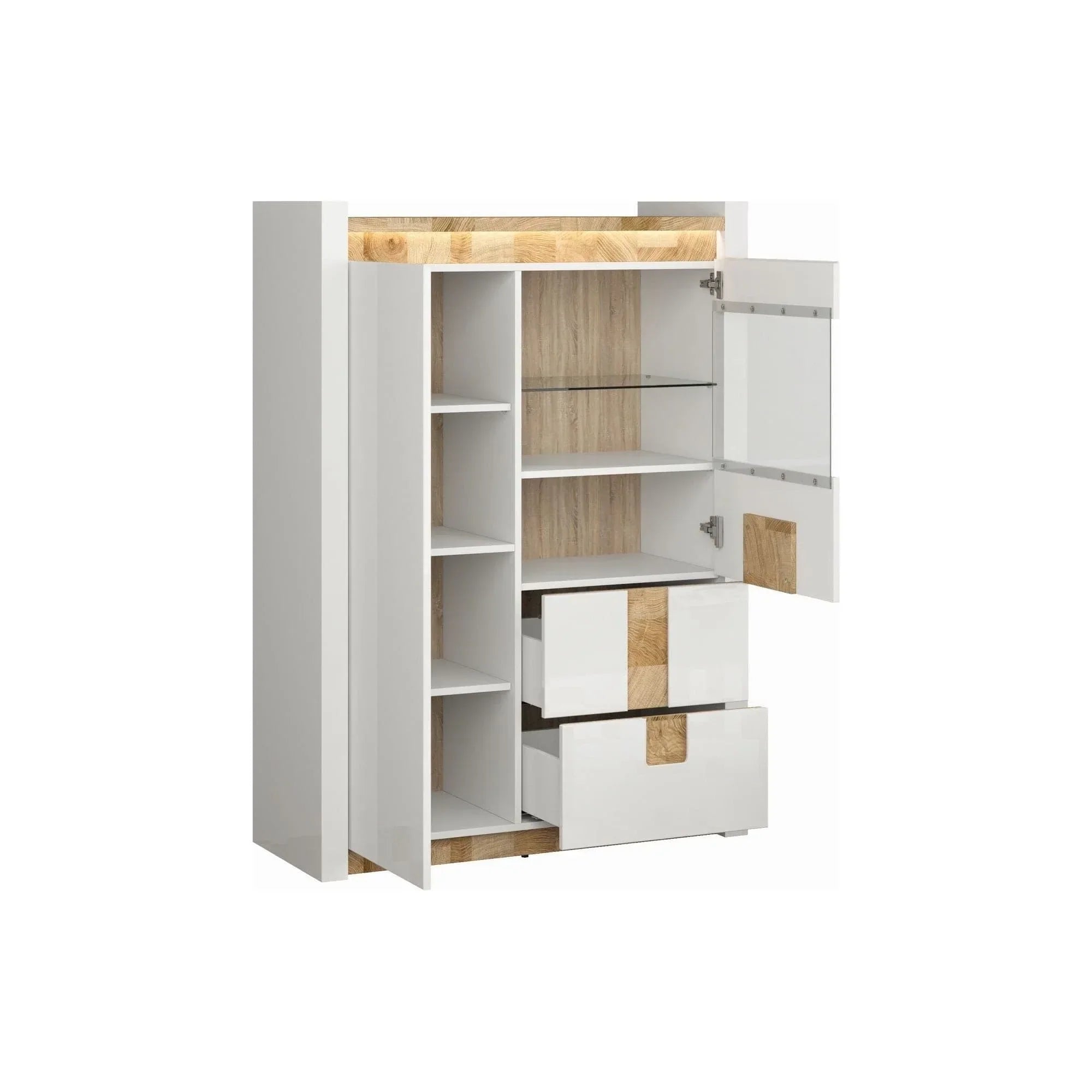 Vitrina BERGEN OCN-28481, alb/stejar