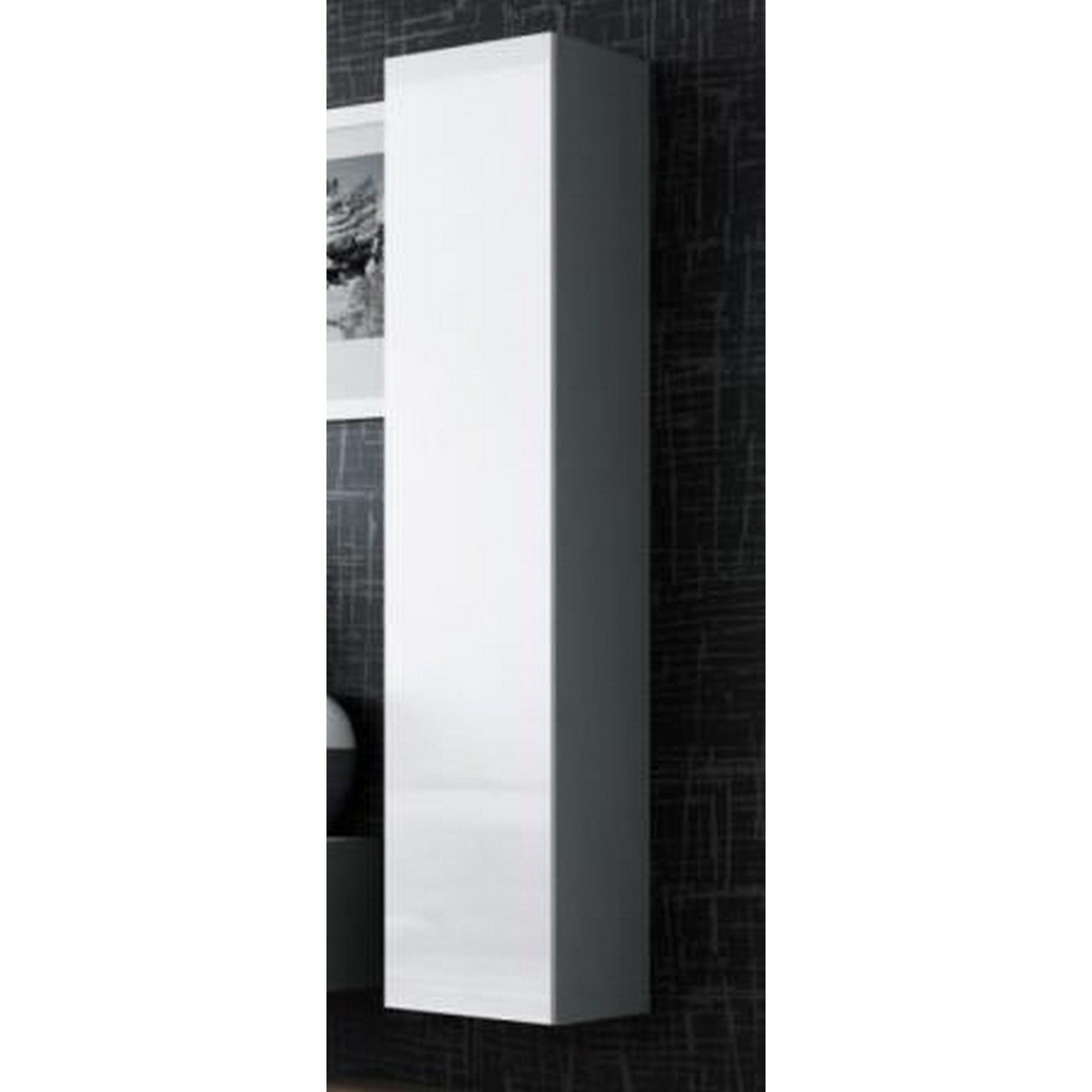 Dulap living modern suspendat Vigo, gri/alb lucios, 40x30x180 cm
