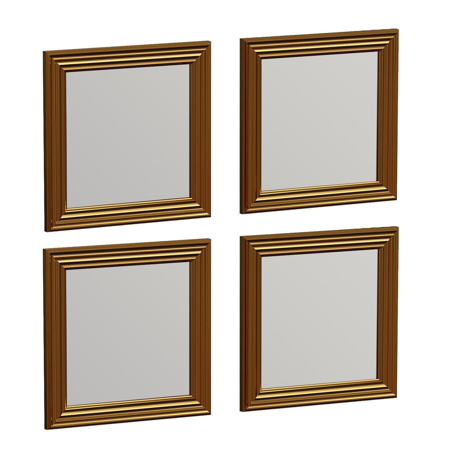Set 4 oglinzi Loza, auriu, sticla, 40x40 cm